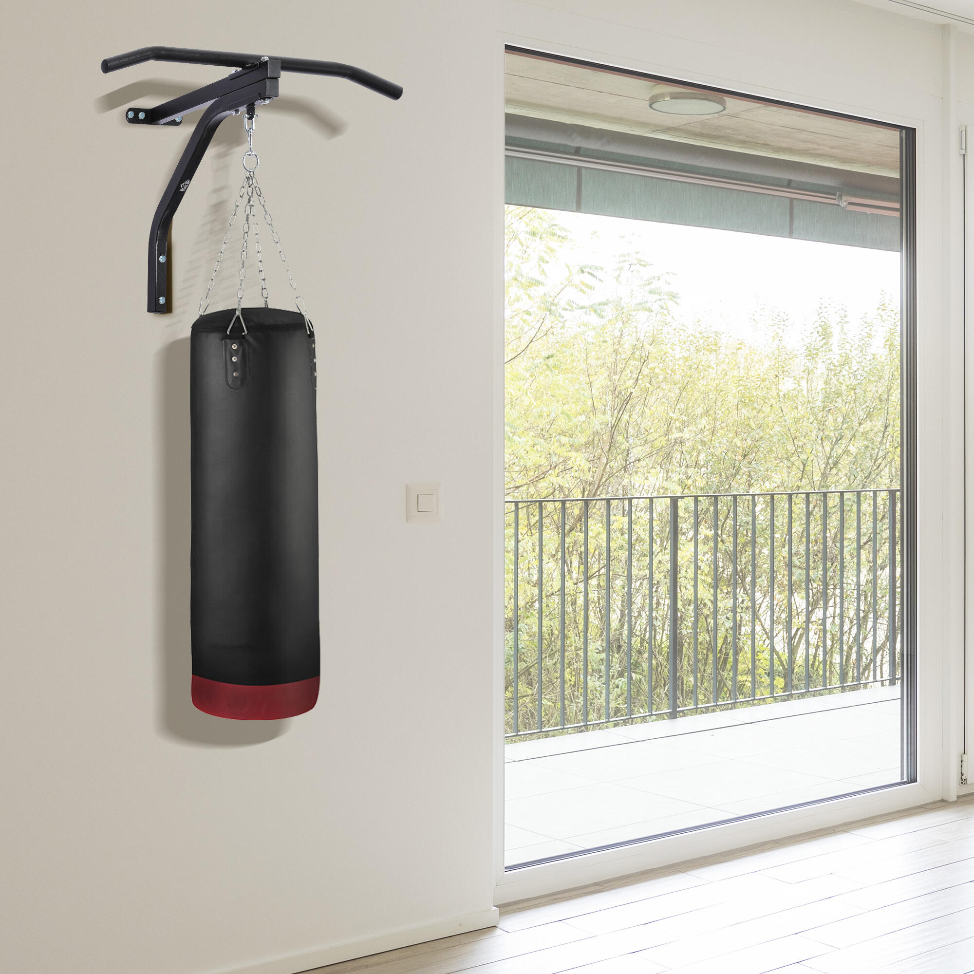 Support mural sac de frappe - Boxe - Acier robuste, fixation double - Noir 4/6