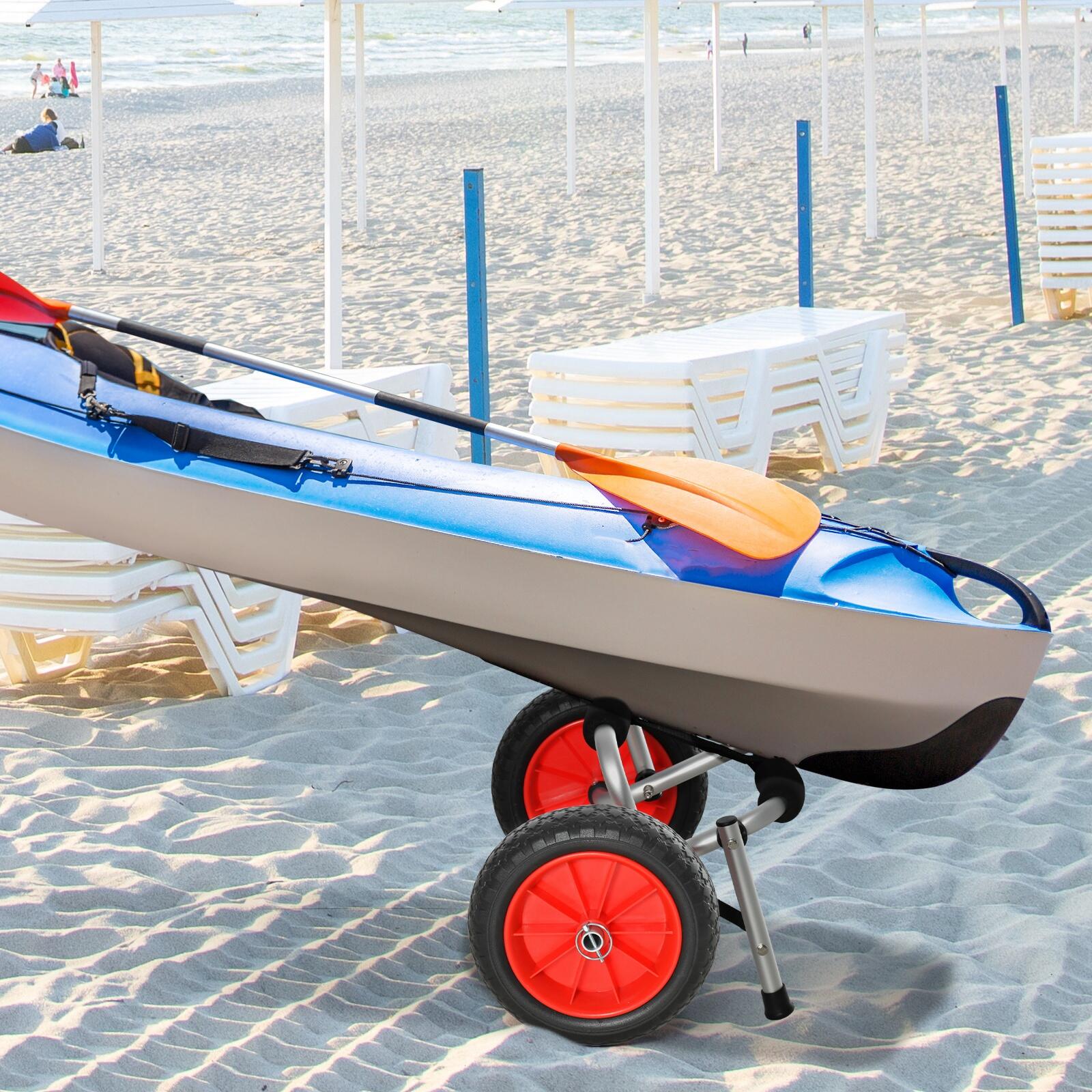 Carro de Transporte Kayak Dobrável 62x35x30cm Vermelho e Preto Outsunny 2/7