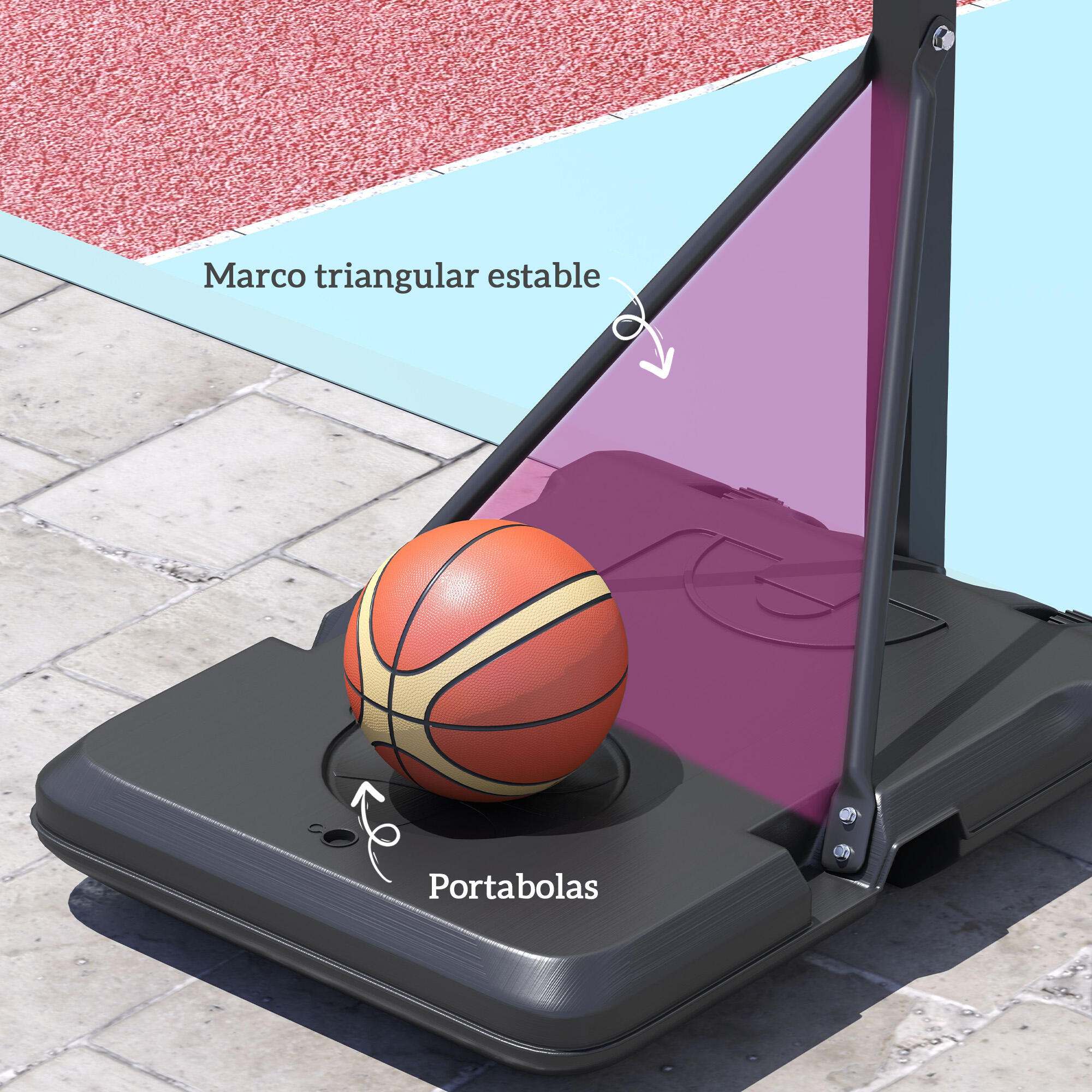 Tabela de basquetebol 71x45x146-236 cm preto SPORTNOW 7/7