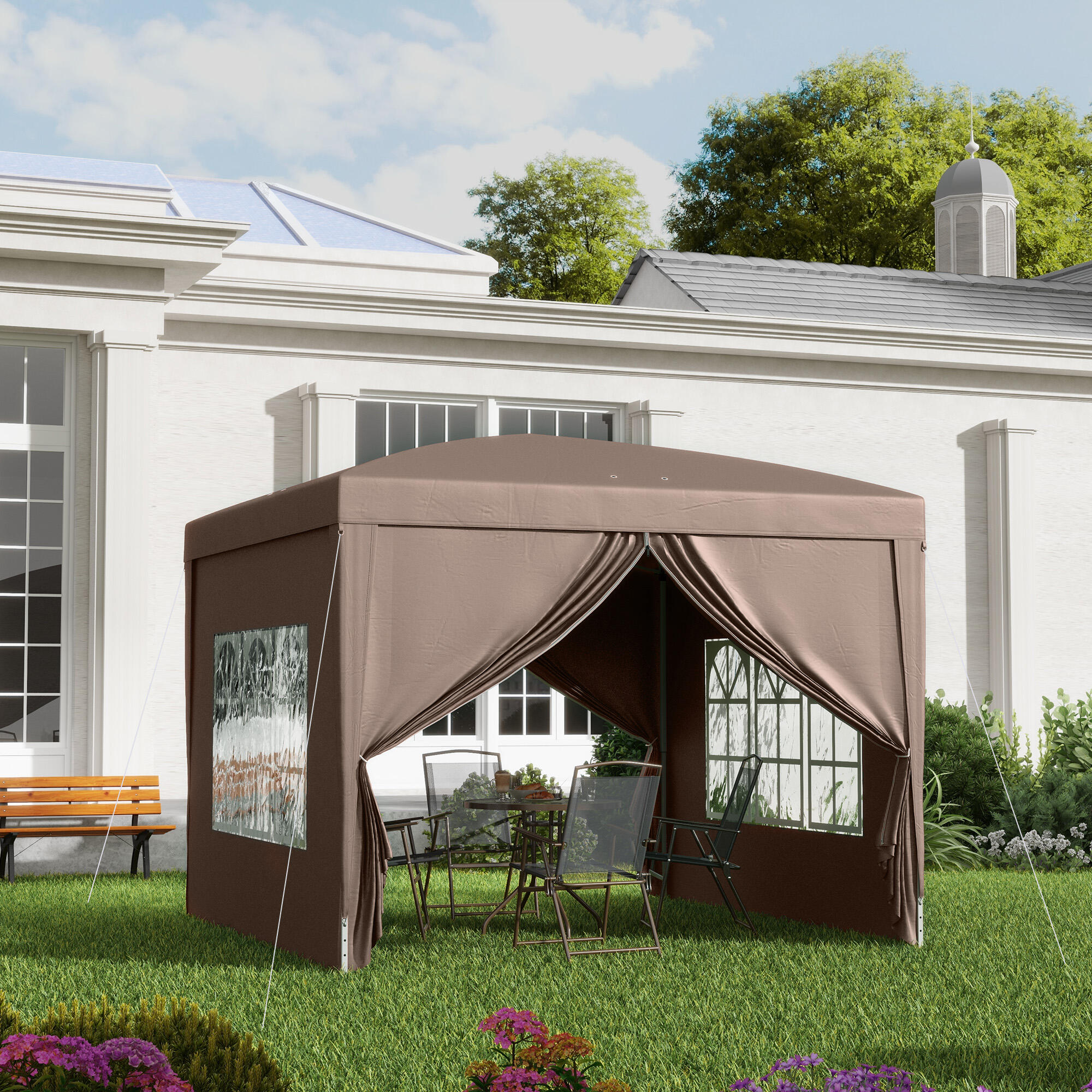 Carpa para eventos deportivos 295x295x258 cm Café 2/8