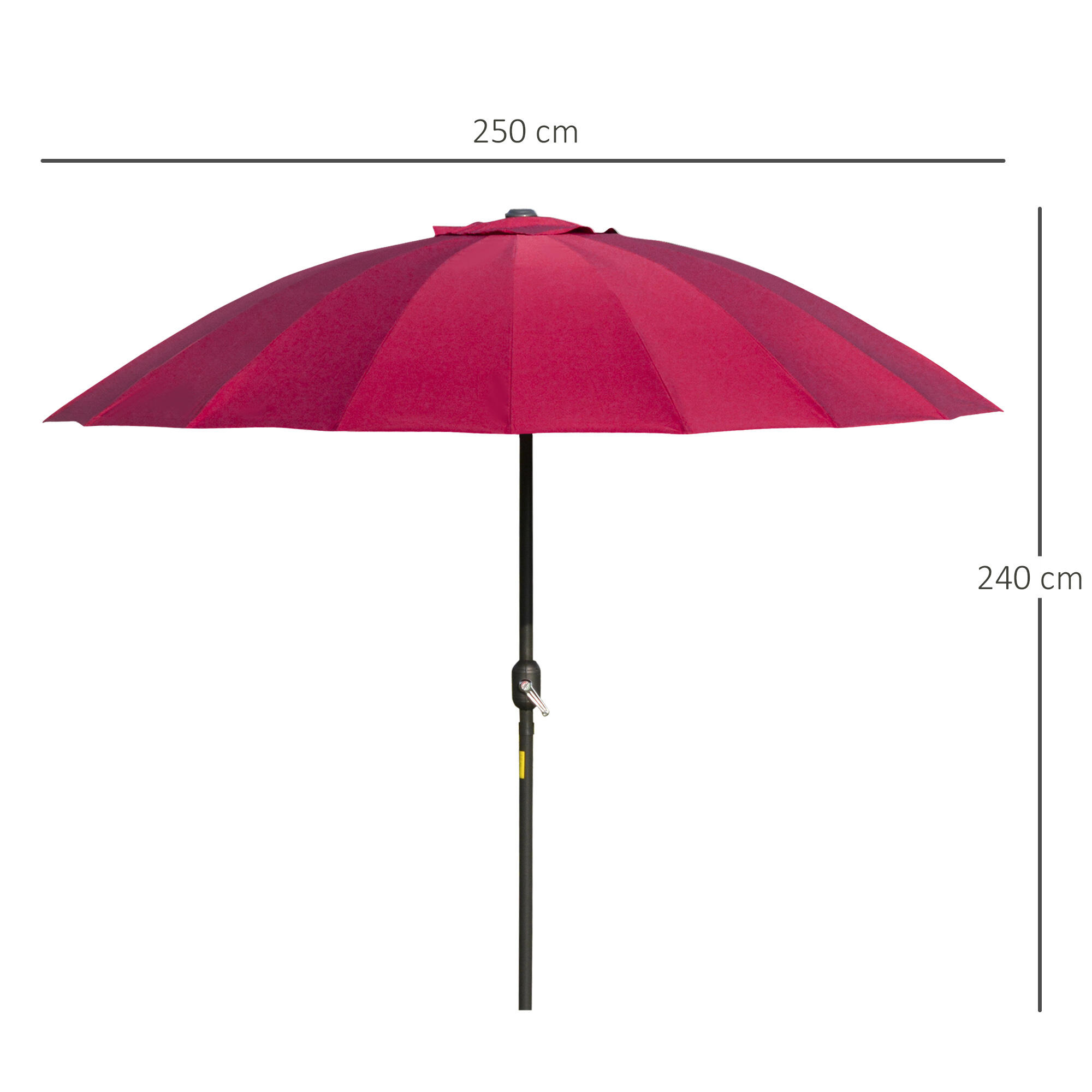 Chapéu de sol ø250x240 cm vermelho de vinho tinto Outsunny 3/7