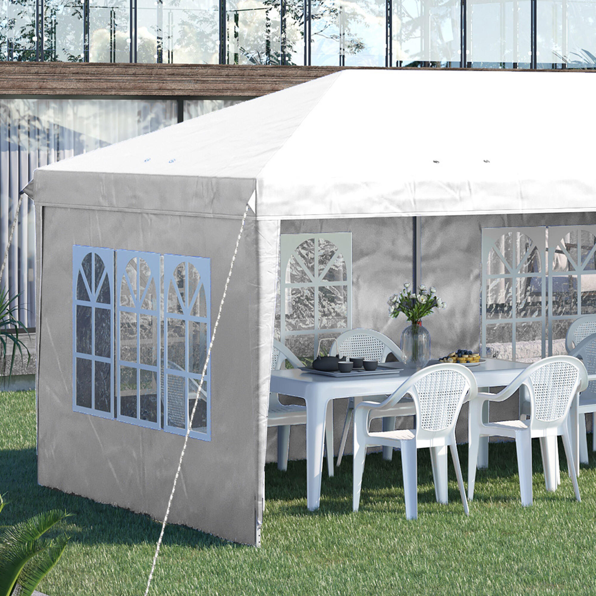 Carpa Evento Deportivo Outsunny 585x295x270 cm Blanco 4/7