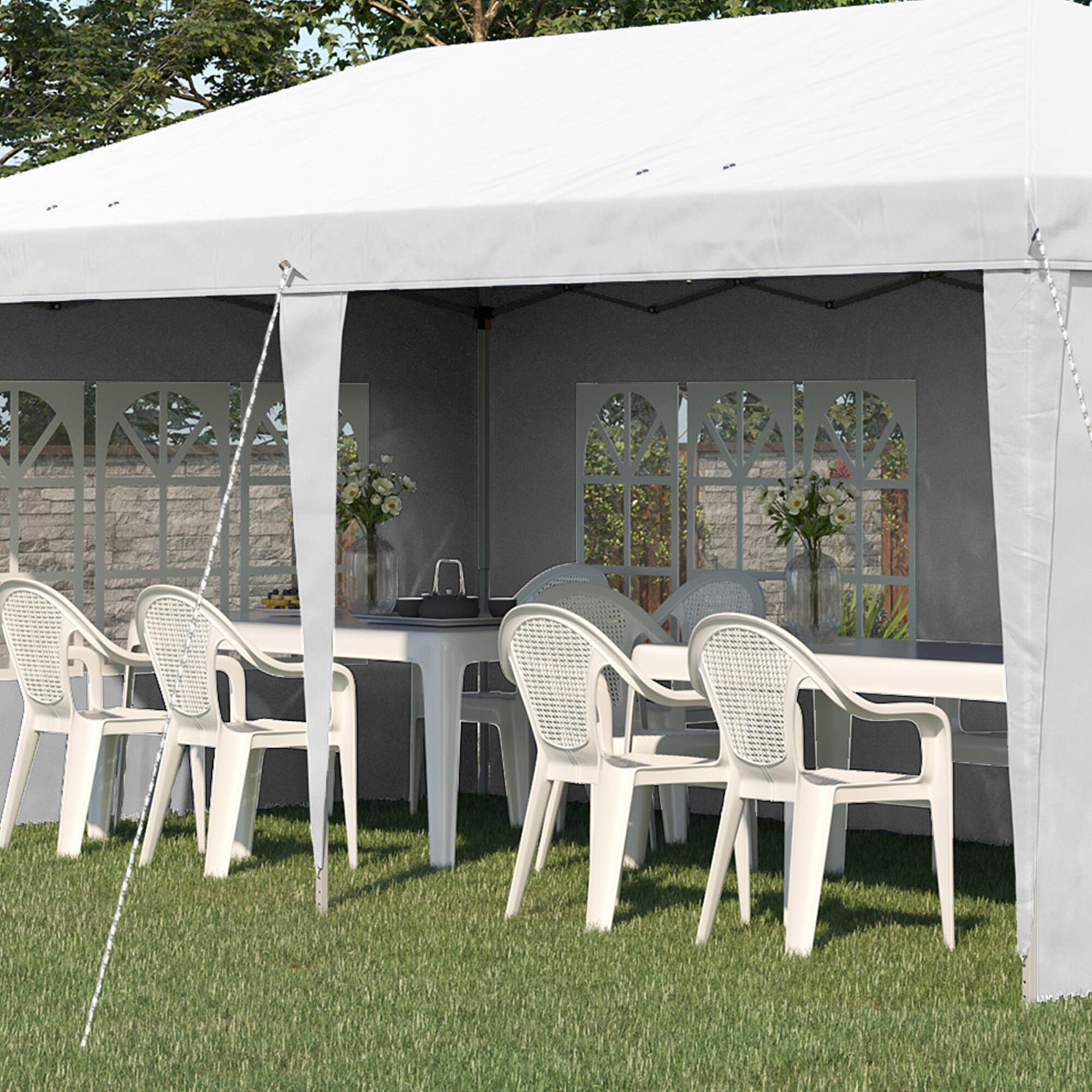 Carpa Evento Deportivo Outsunny 585x295x270 cm Blanco 5/7