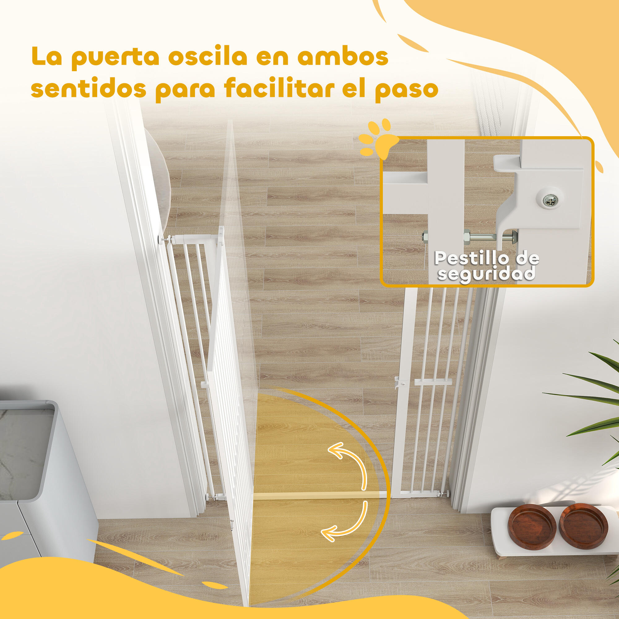 Barreira de segurança cães 104x3.5x150 cm branco PawHut 6/7