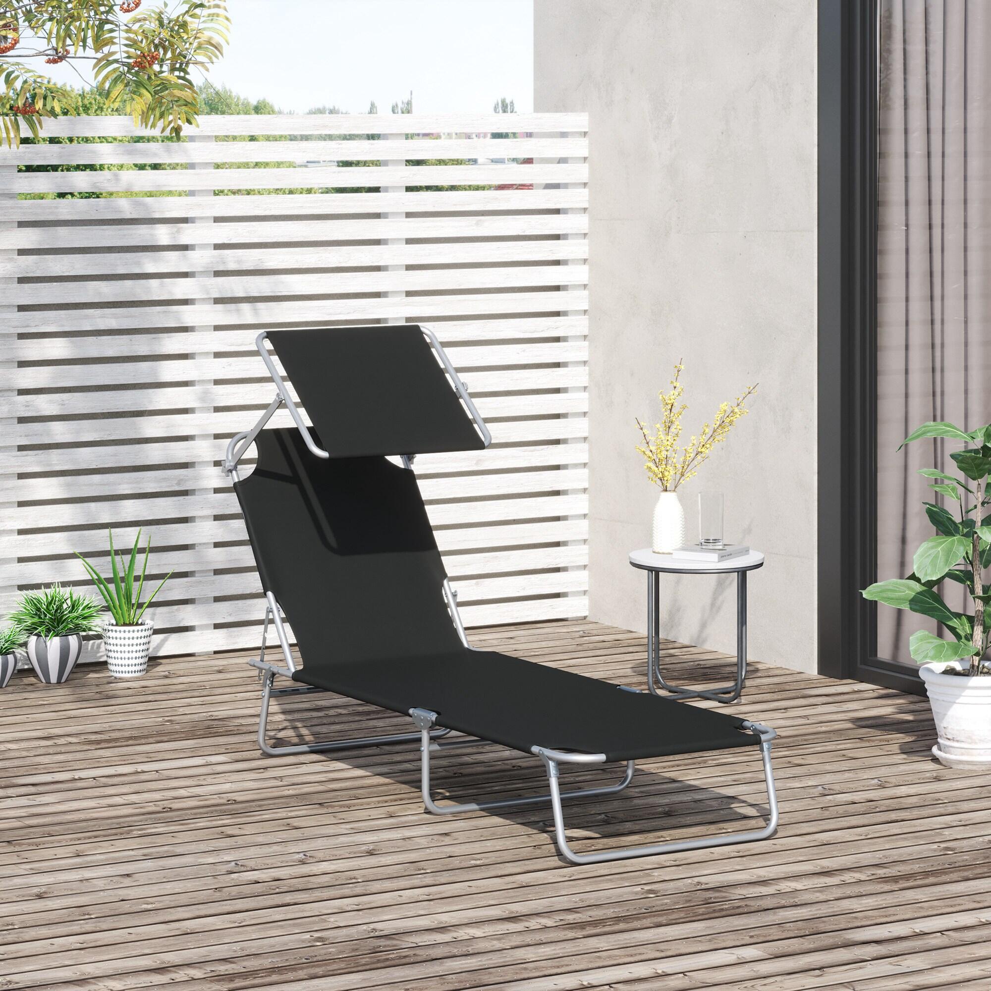 Espreguiçadeira Dobrável 187x58x50 cm Preto Outsunny 2/7