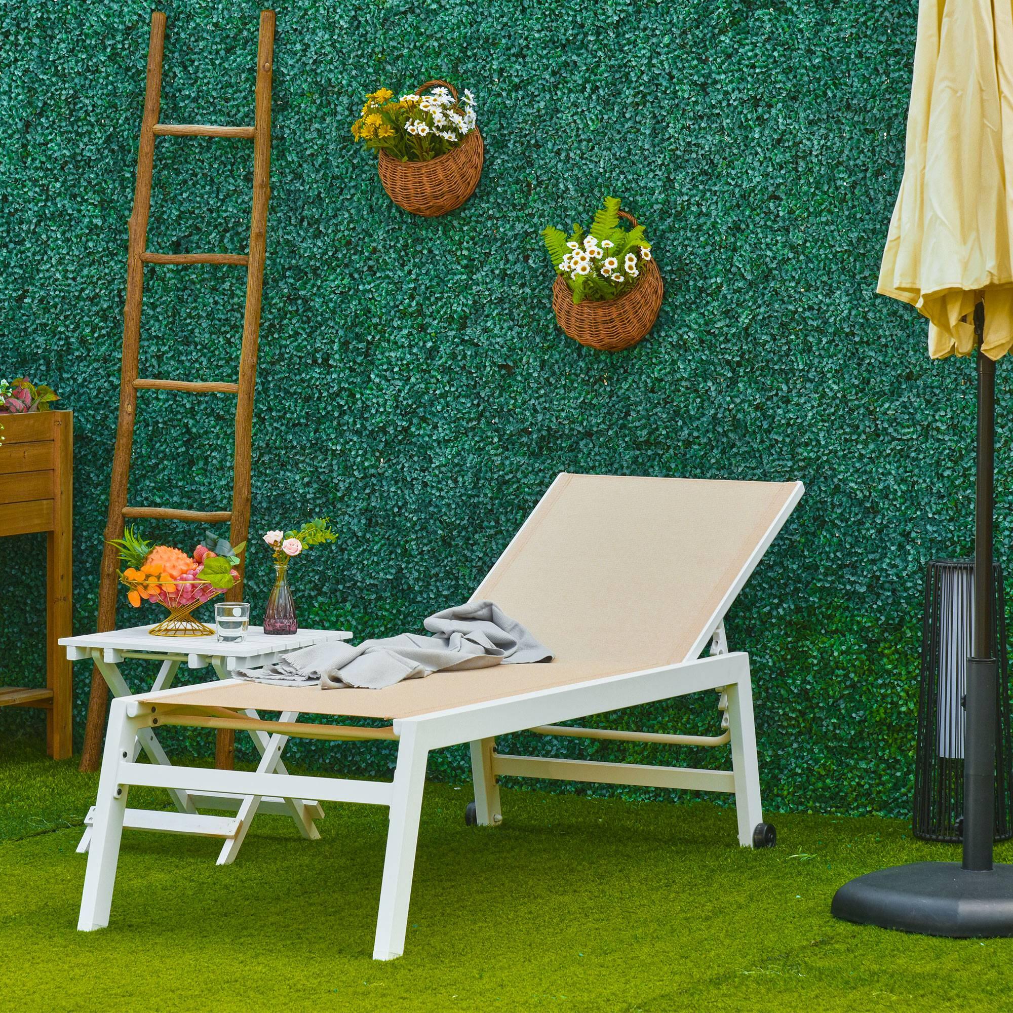 Tumbona Reclinable Outsunny 169x65x102 cm Beige 2/7