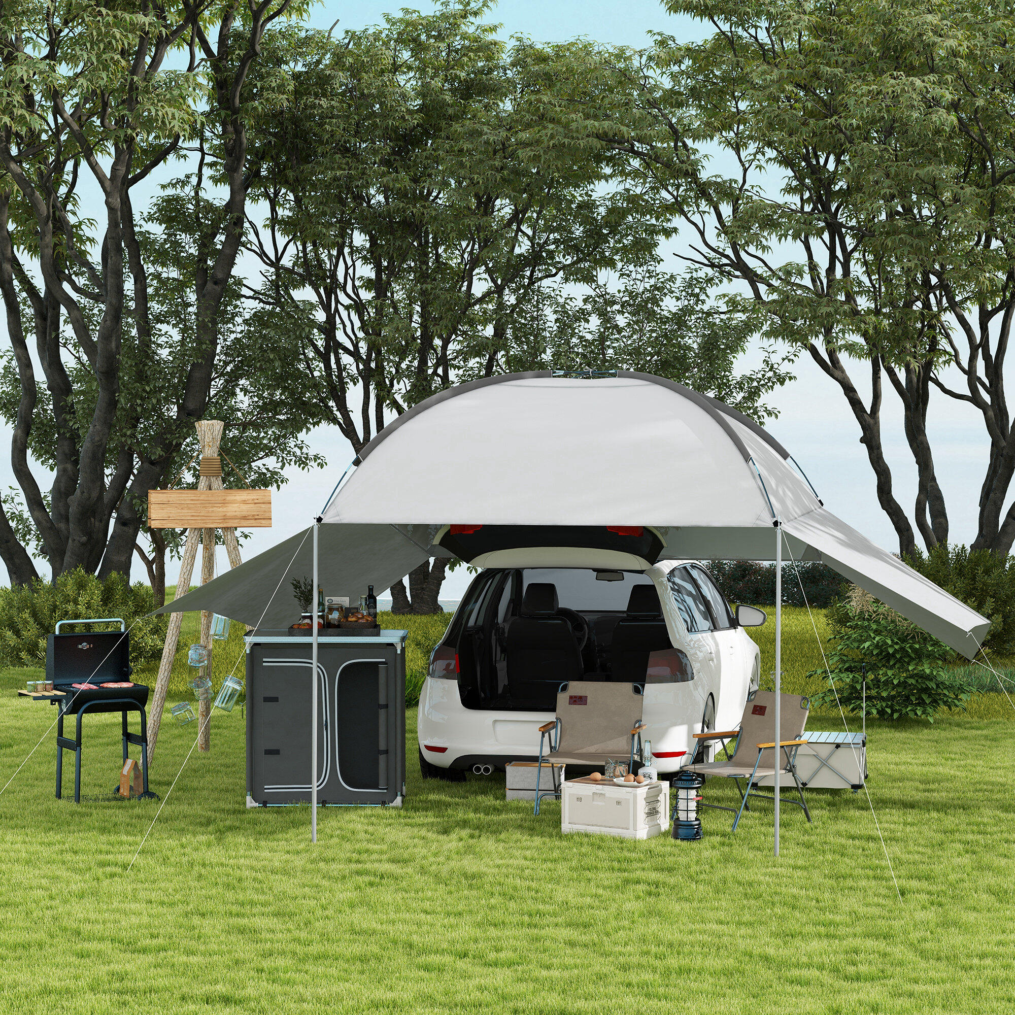 Armario de Camping Outsunny 96x49.5x104 cm Gris 5/7