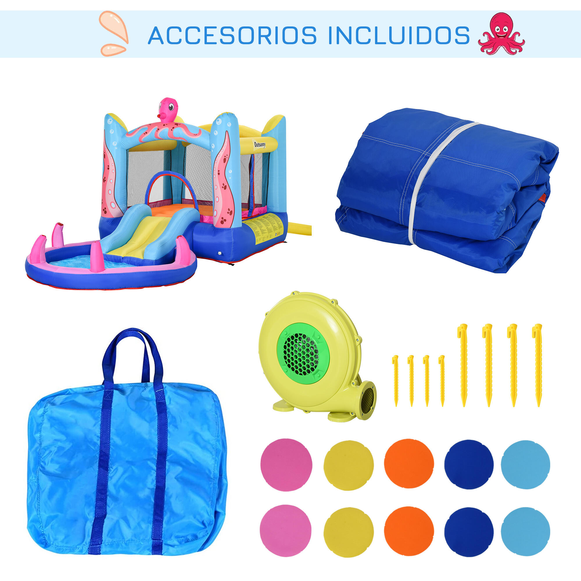 Castillo Inflable Infantil Outsunny 360x175x180 cm Multicolor 4/8