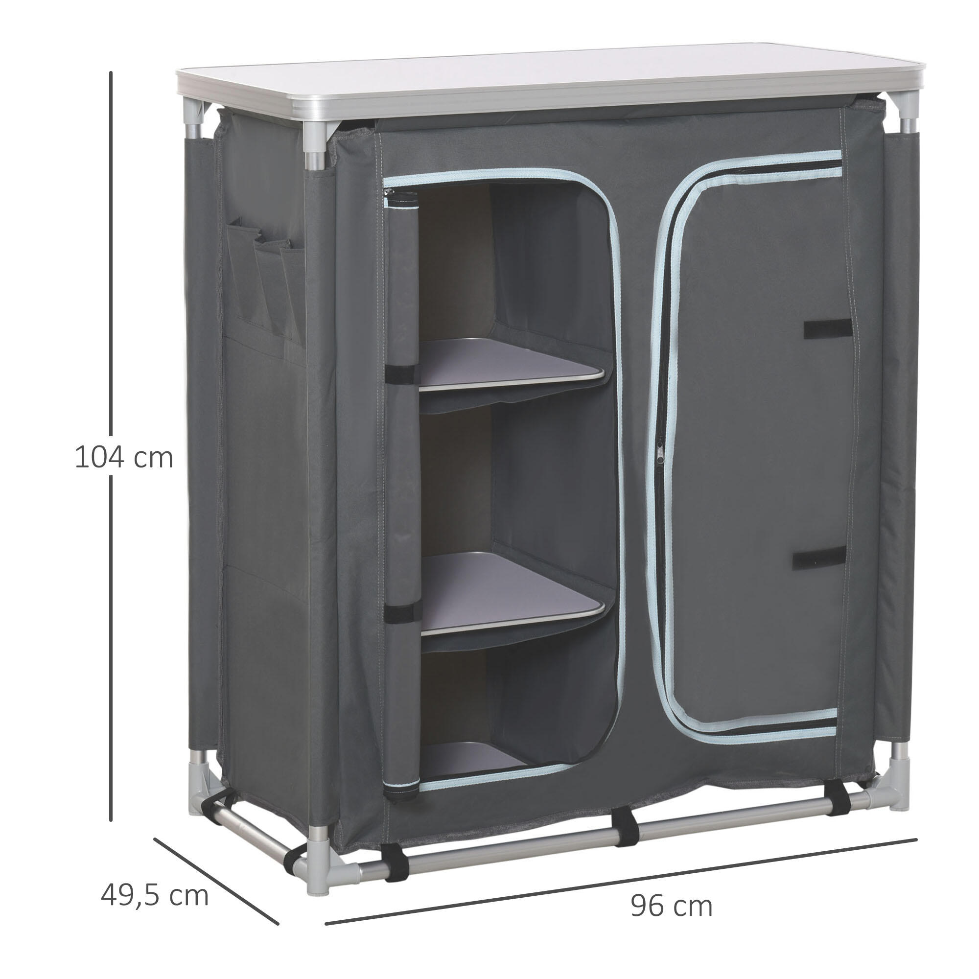 Armario de Camping Outsunny 96x49.5x104 cm Gris 3/7