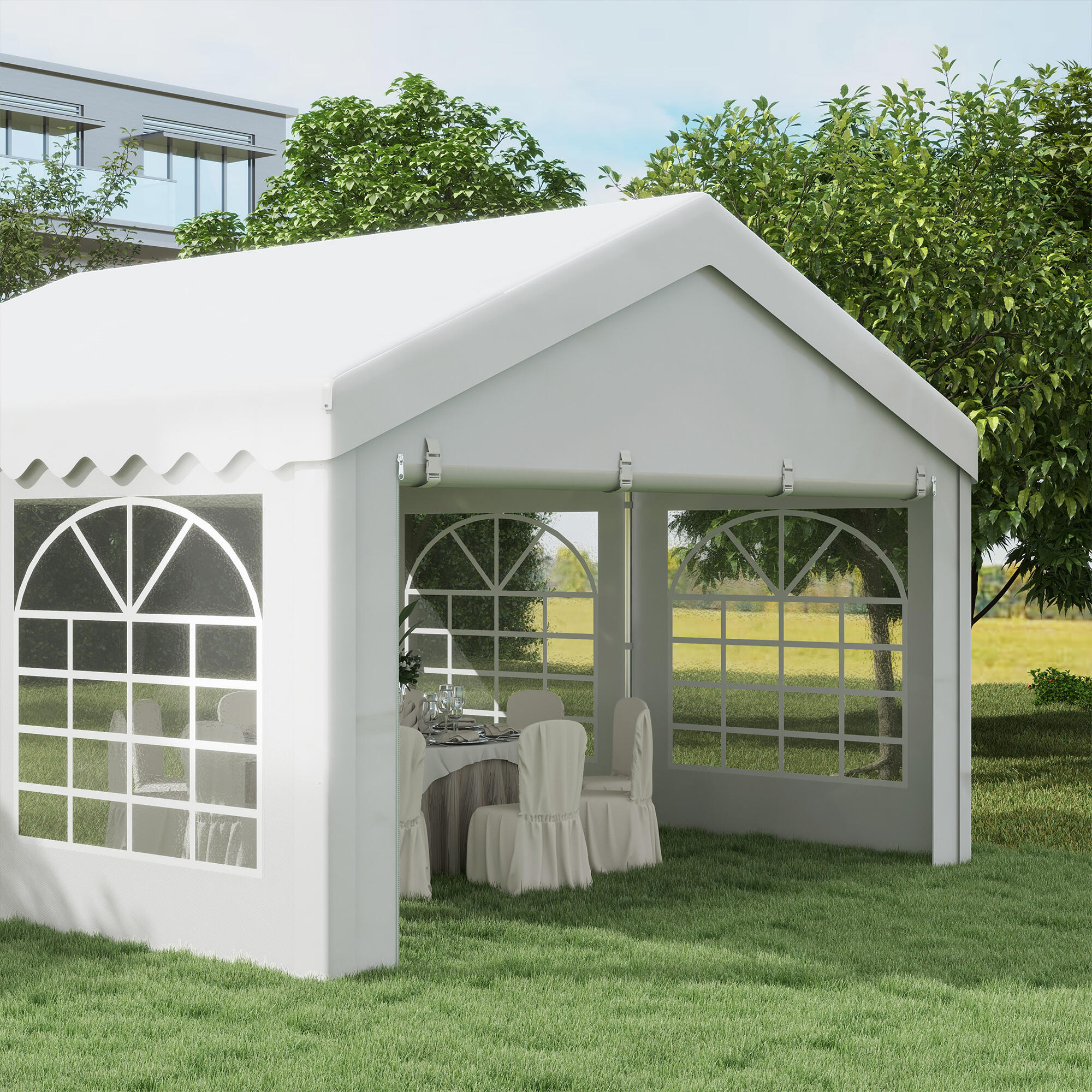 Pérgola de Exterior 4x4x2.8m Branco Outsunny 6/7
