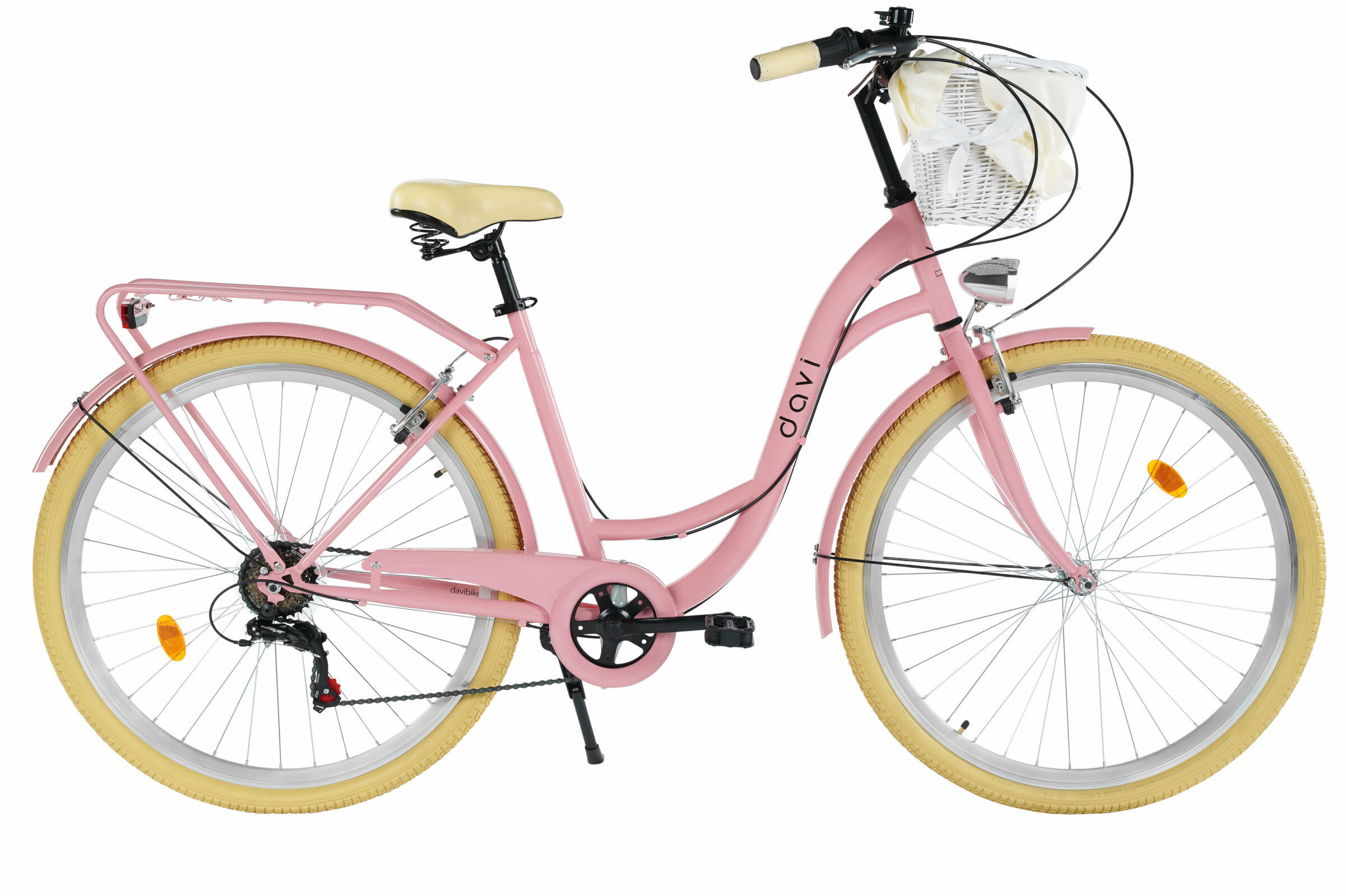 DAVI Damesfiets Davi Emma 28", 7 versnellingen, 160-185 cm, Roze/Crème