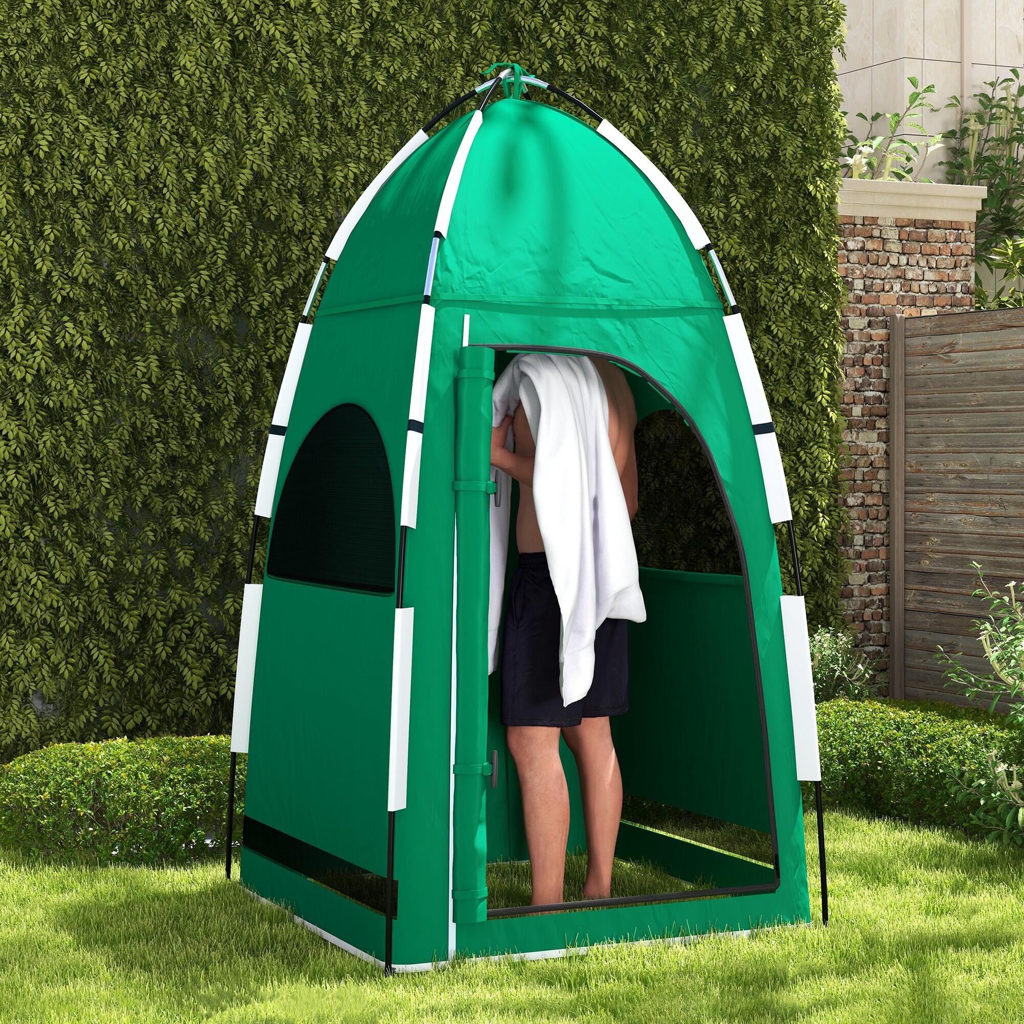 Tienda de Ducha Outsunny 122x122x213 cm Verde 2/7