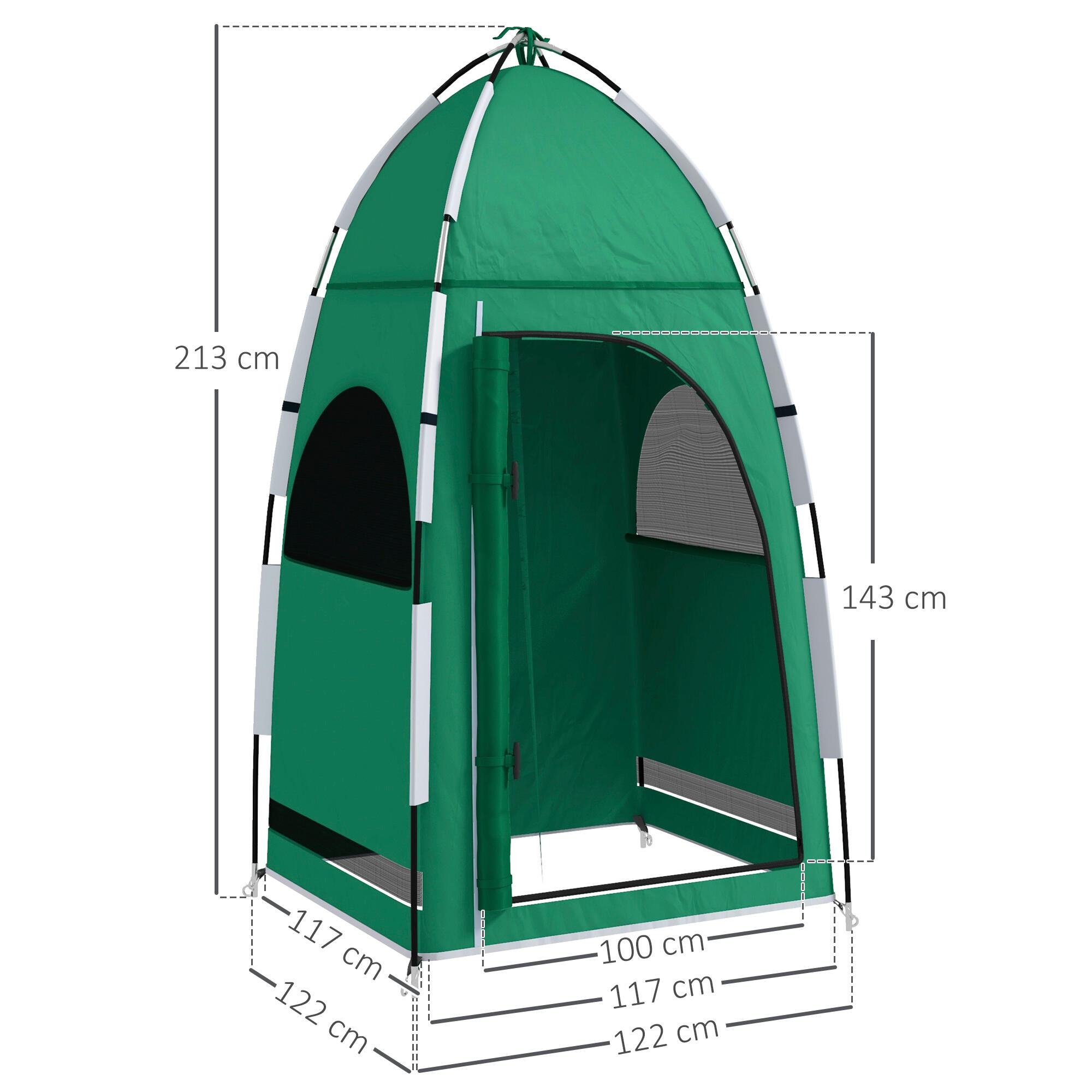 Tienda de Ducha Outsunny 122x122x213 cm Verde 3/7