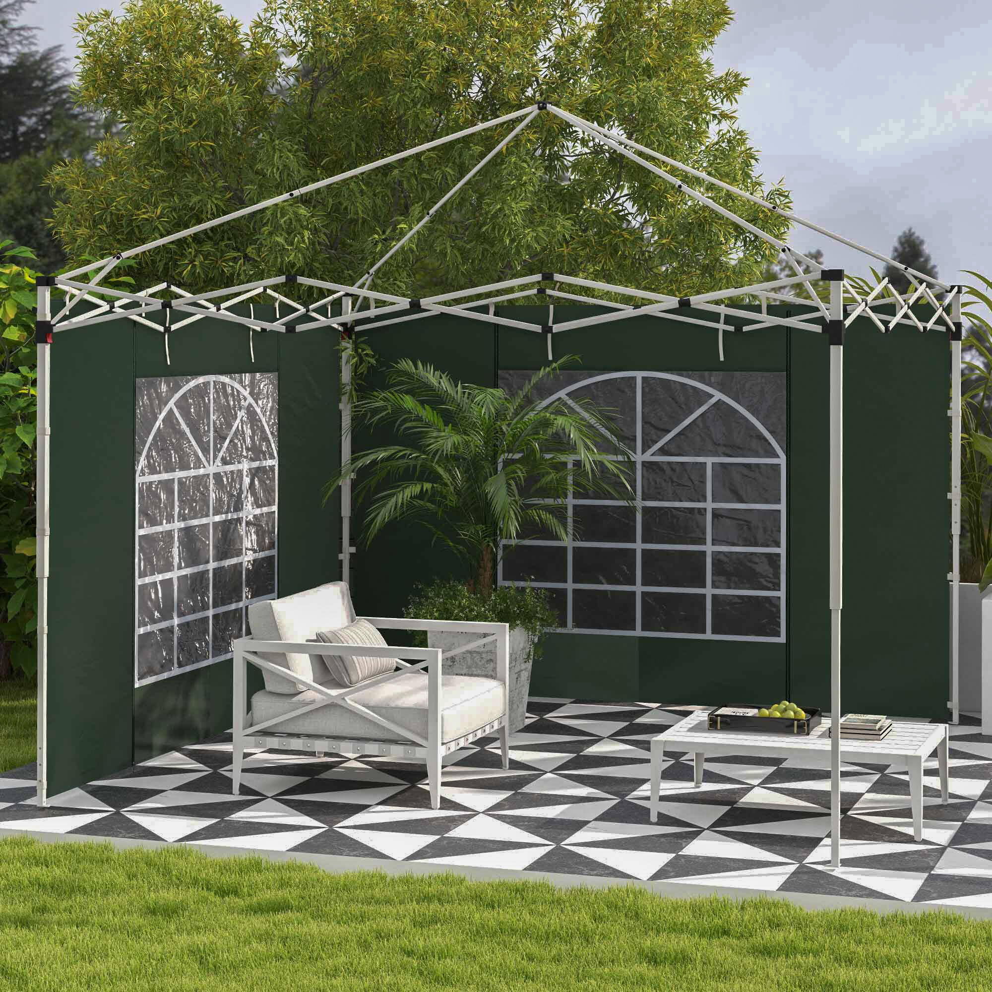 Paredes para Carpas de Eventos Deportivos Outsunny 295x195 cm Verde 2/7