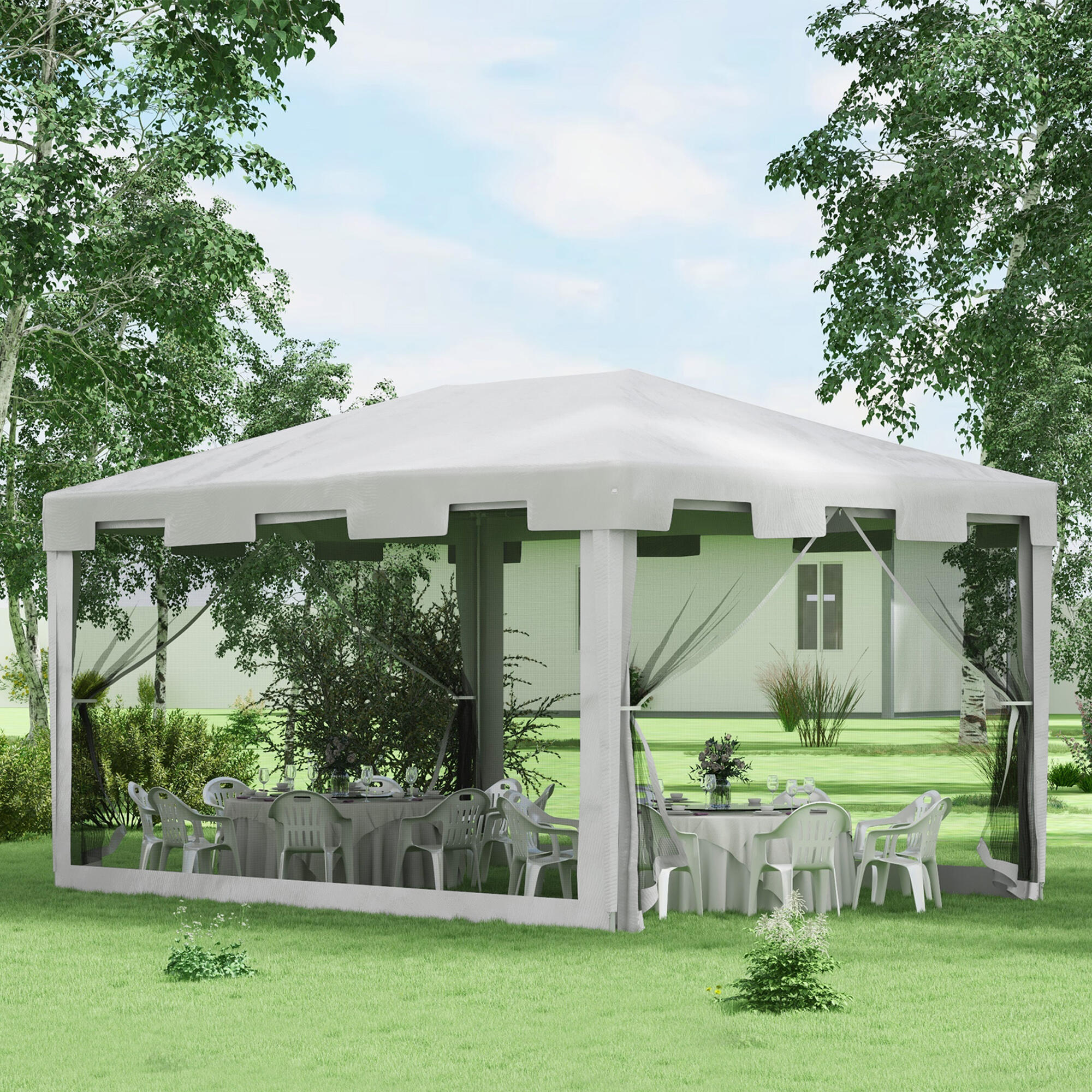 Carpa Evento Deportivo Outsunny 395x295x255 cm Blanco 2/7