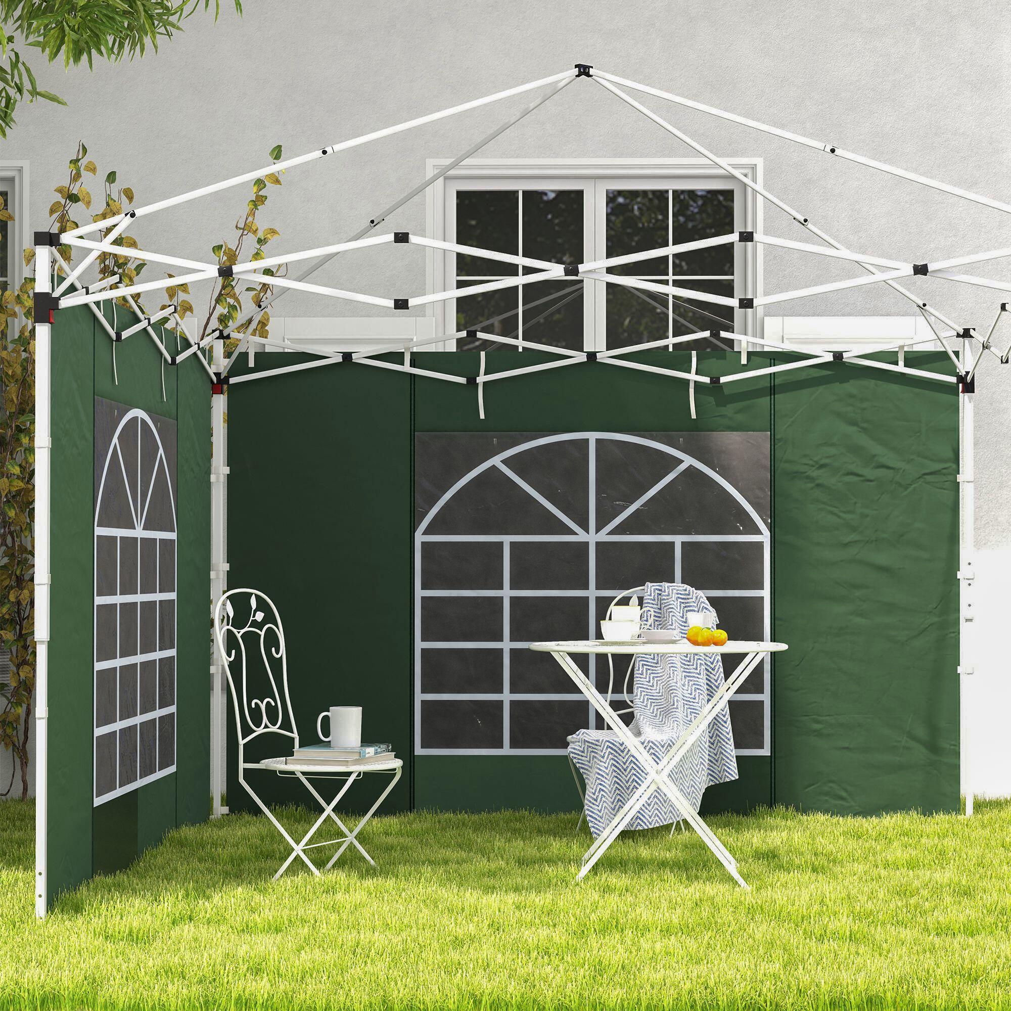 Paredes para Carpas de Eventos Deportivos Outsunny 295x195 cm Verde 4/7