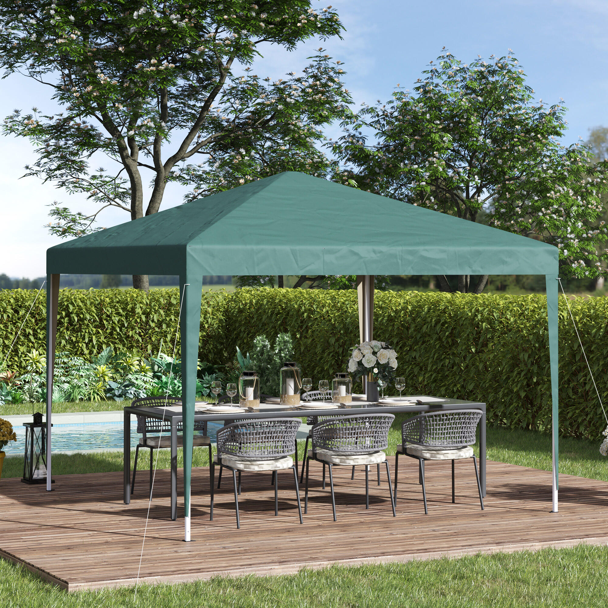 Carpa Evento Deportivo Outsunny 295x295x255 cm Verde 2/7