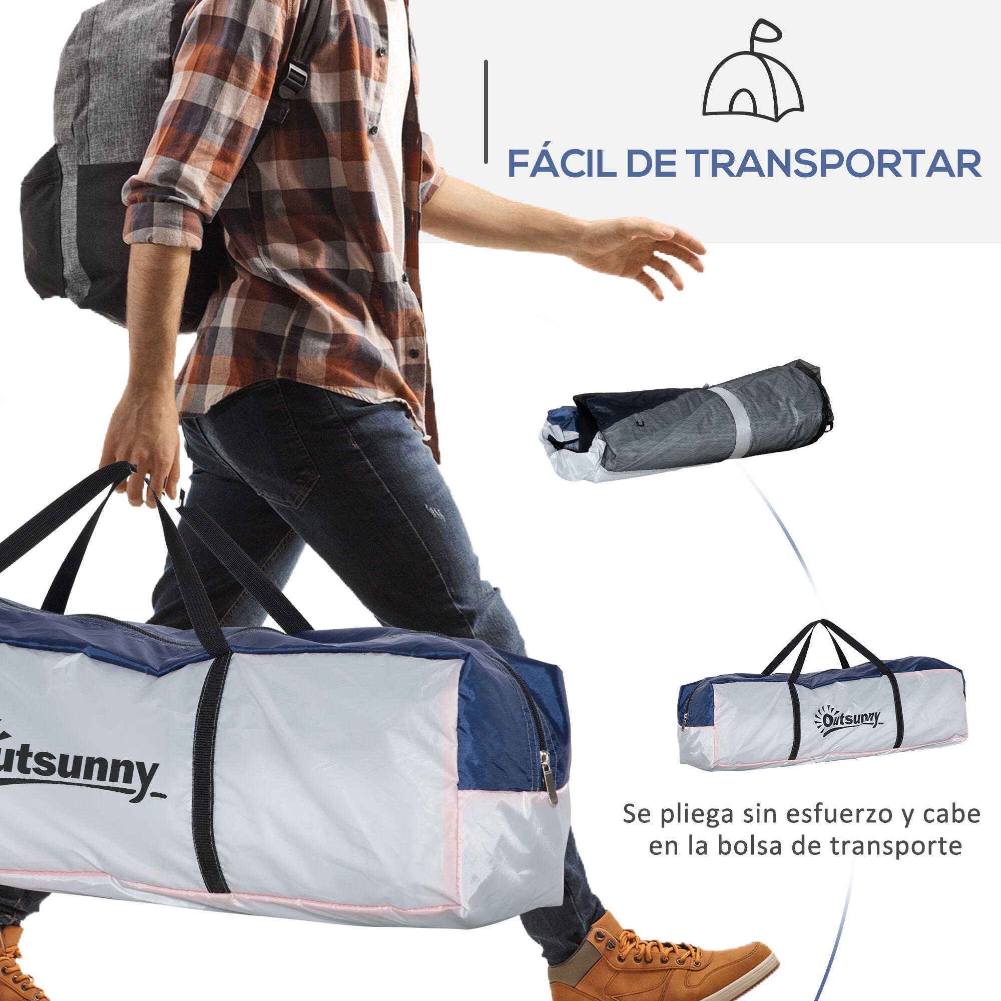 Sala de campismo 6-8 Pessoas 350x350x230cm Branco e Azul 6/7