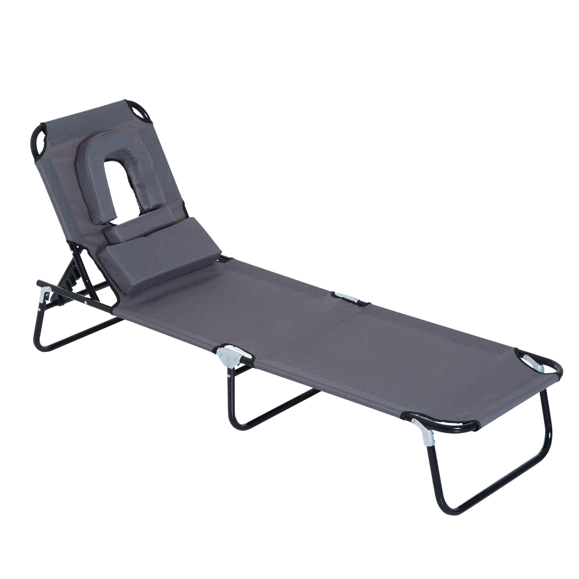 OUTSUNNY Tumbona Plegable Outsunny 190x56x28 cm Gris