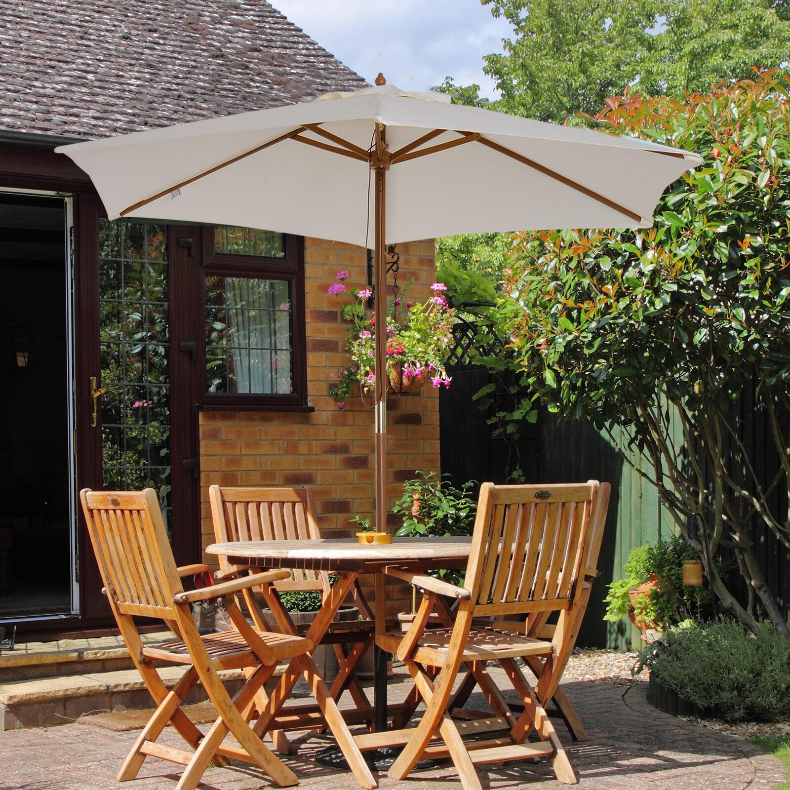 Parasol de camping Outsunny 250x250x230 cm Crema 2/8
