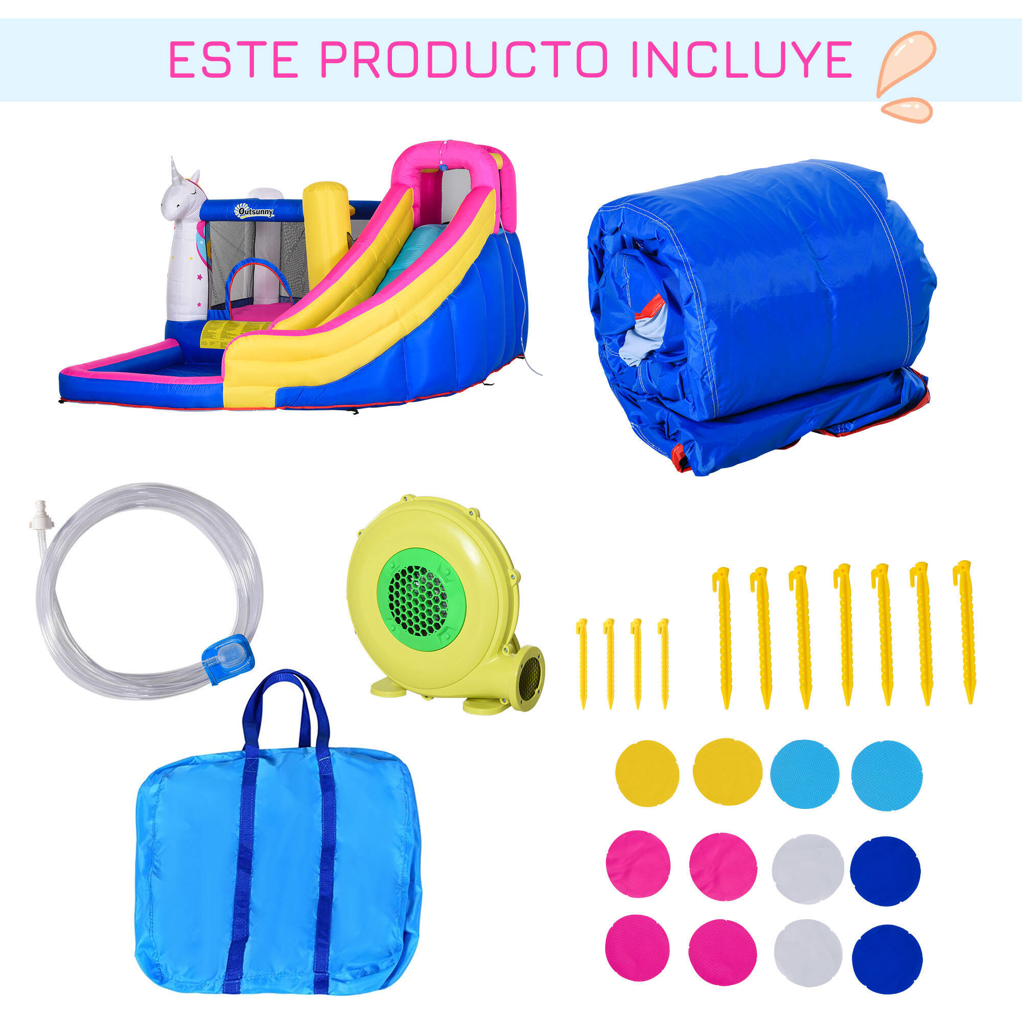 Castelo Inflável Criança 380x320x210 cm Multi Outsunny 6/7