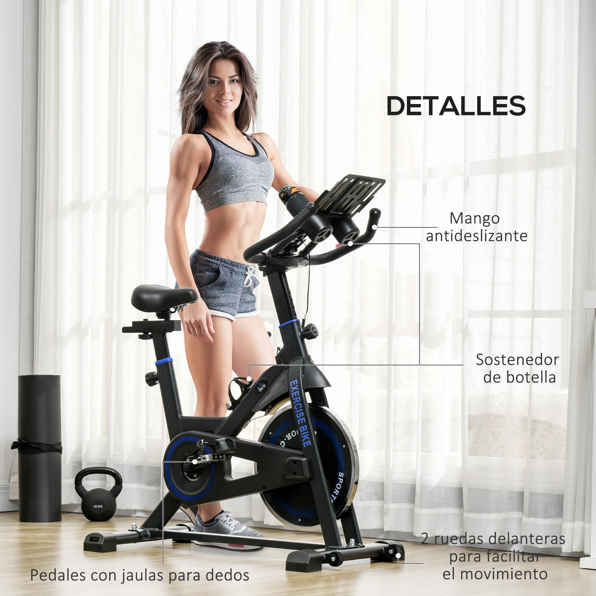 Bicicleta Estática HOMCOM 103x53x114 cm Azul 5/7