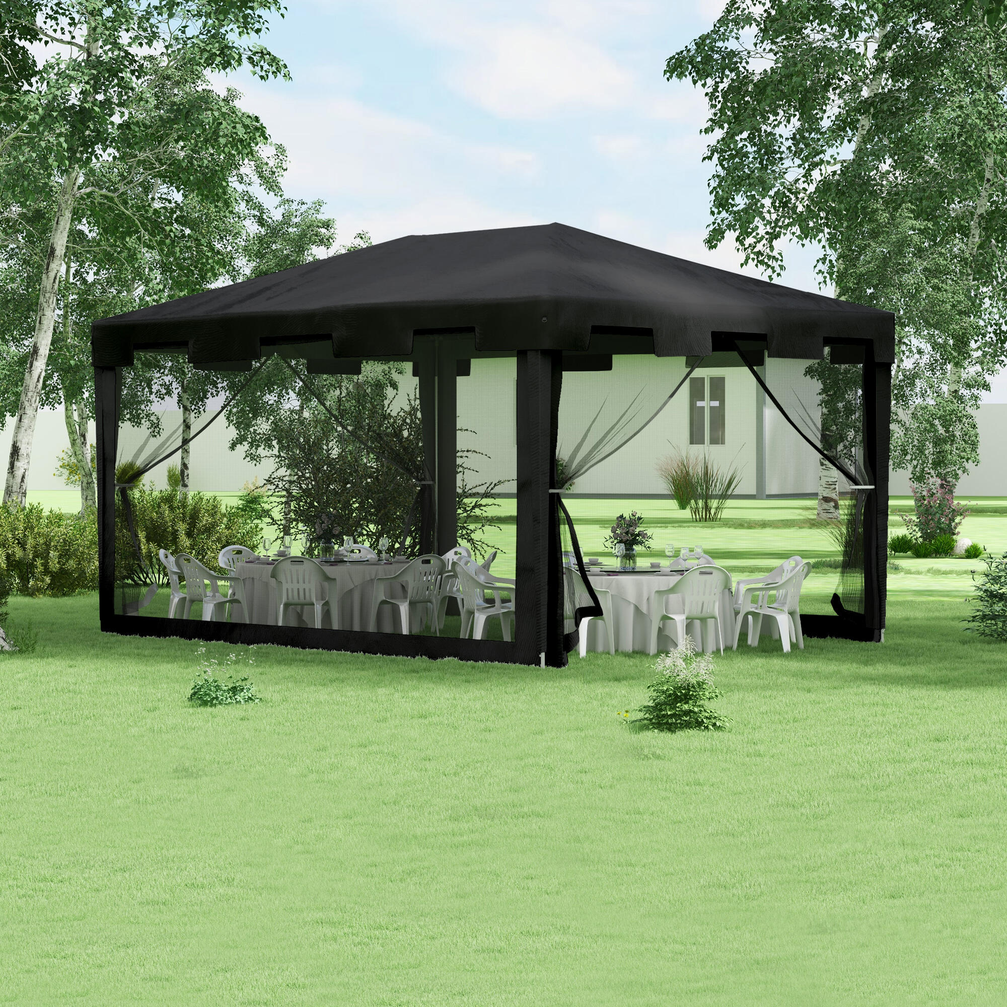 Carpa para eventos deportivosOutsunny 395x295x255 cm Gris Oscuro 2/7