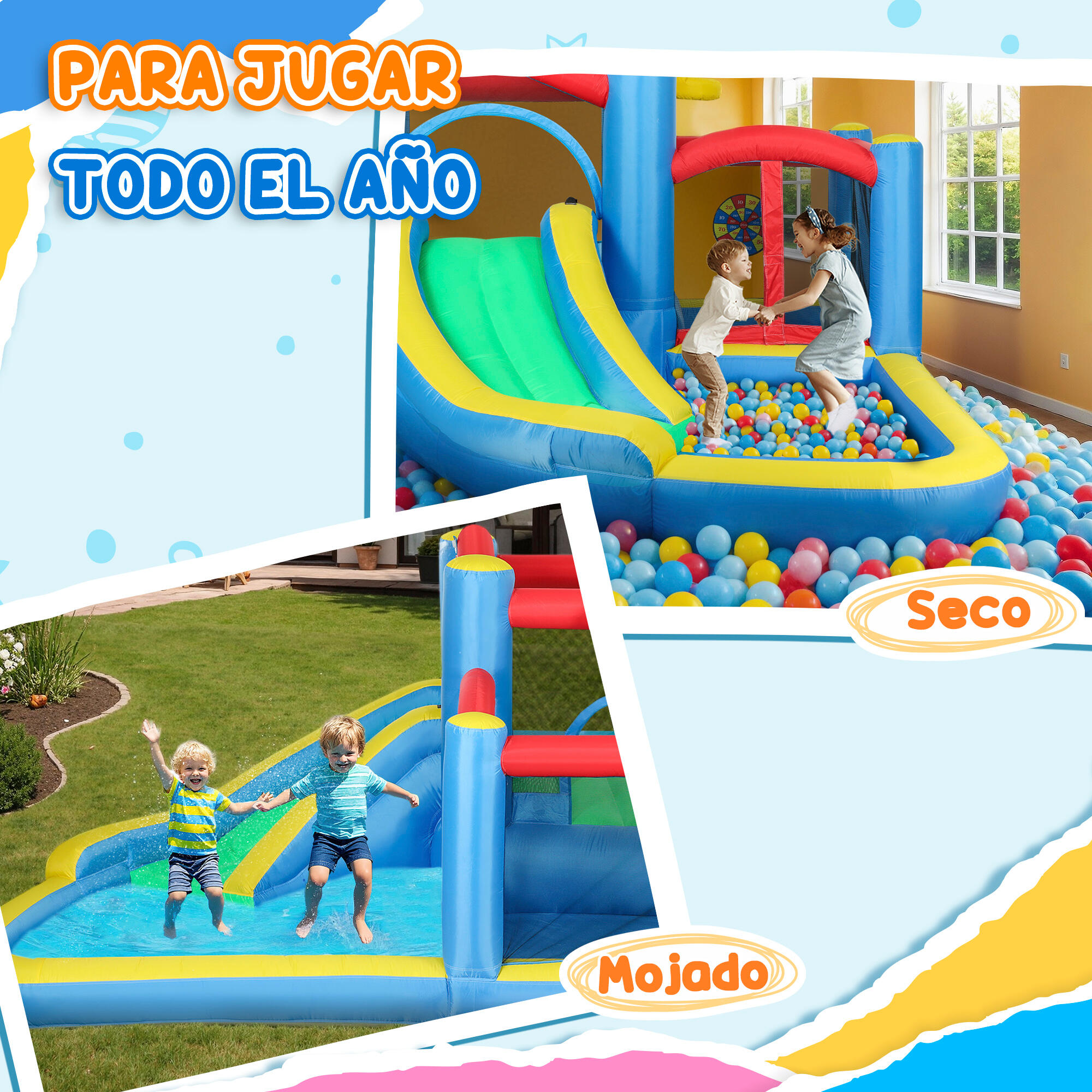 Castelo insuflável para crianças 385x290x180 cm multicor AIYAPLAY 6/7