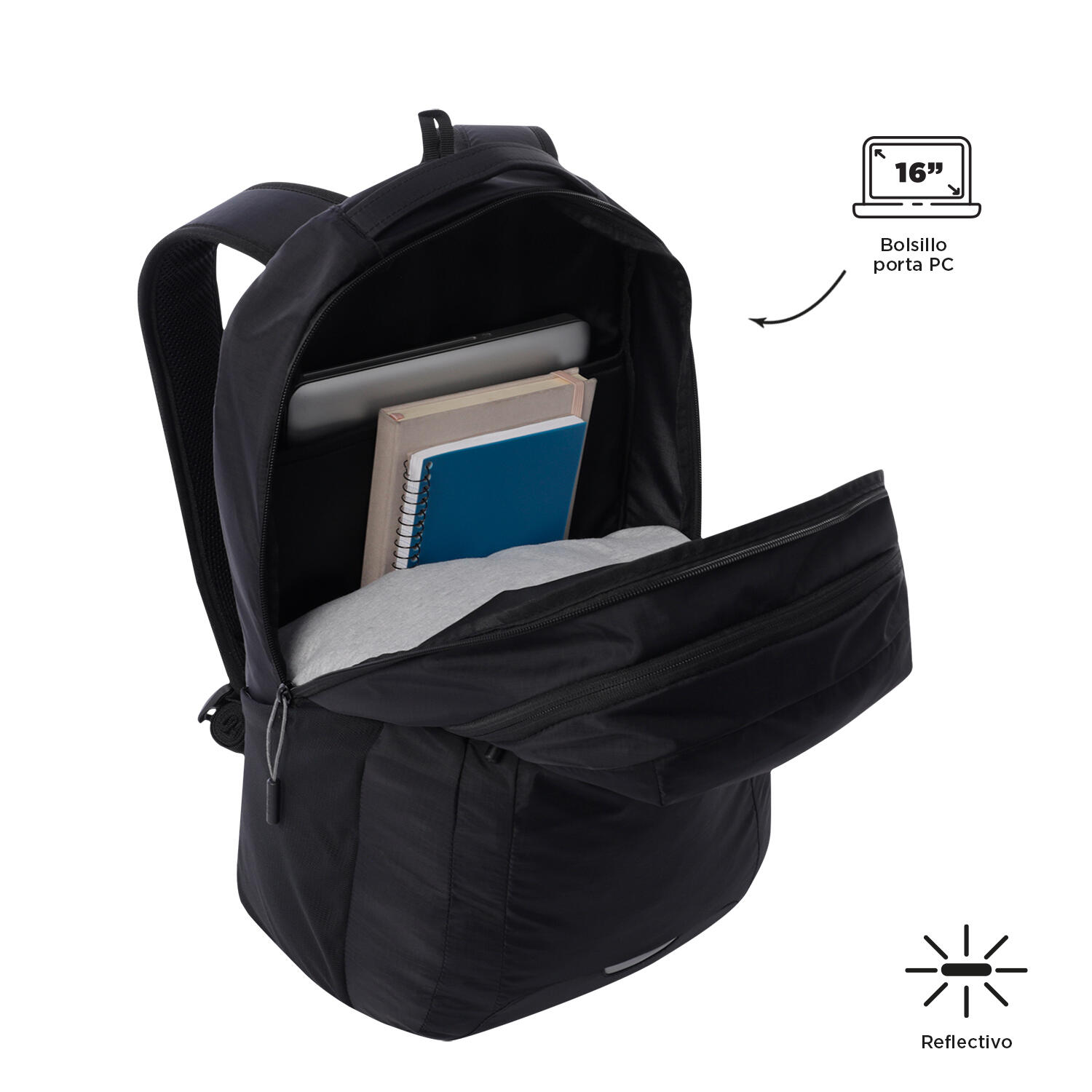 Totto Mochila ejecutiva Mako Negro Poliéster 32 x 51 x 14 cm 4/5