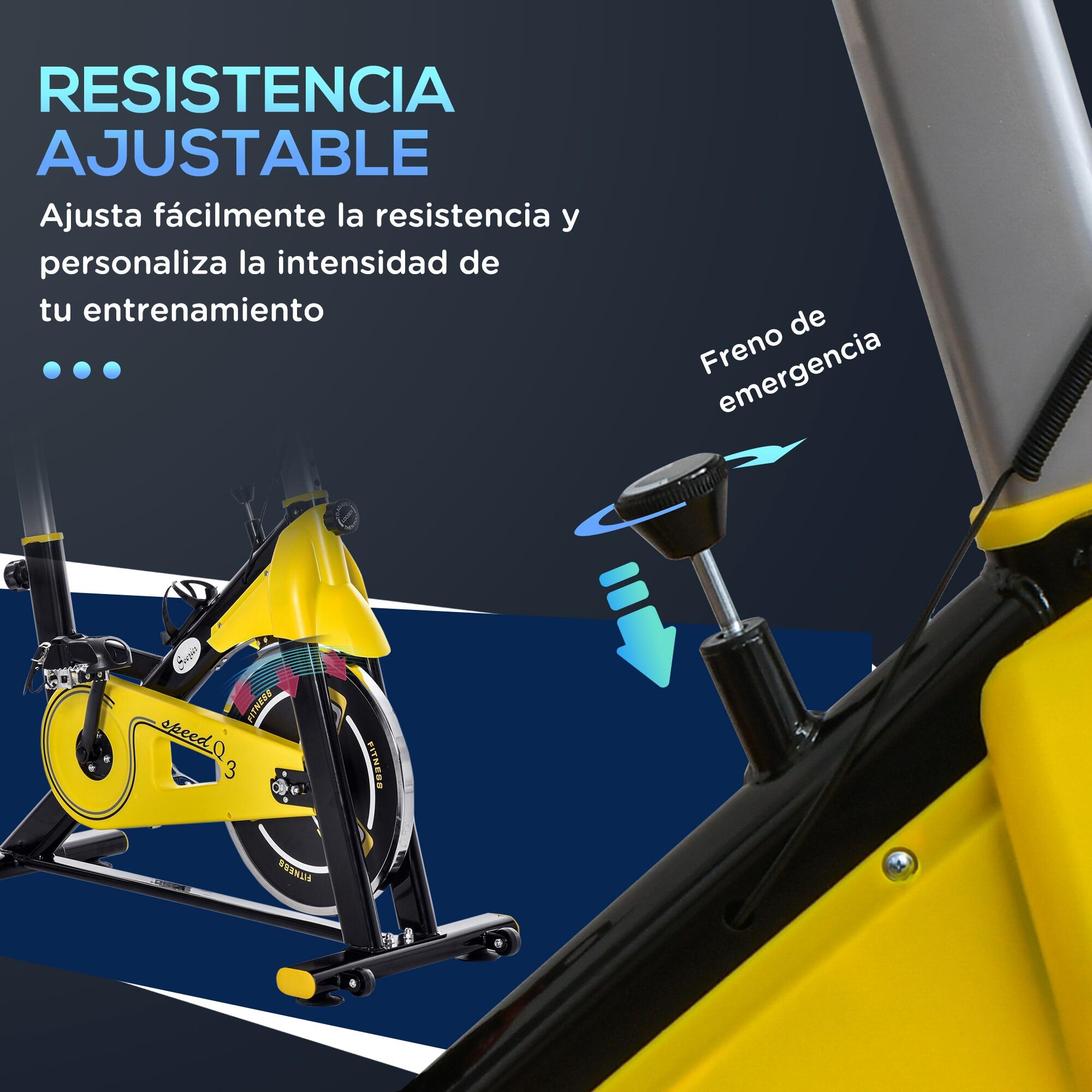 Bicicleta estática 45,5x100x101-113 cm amarelo e preto HOMCOM 4/7