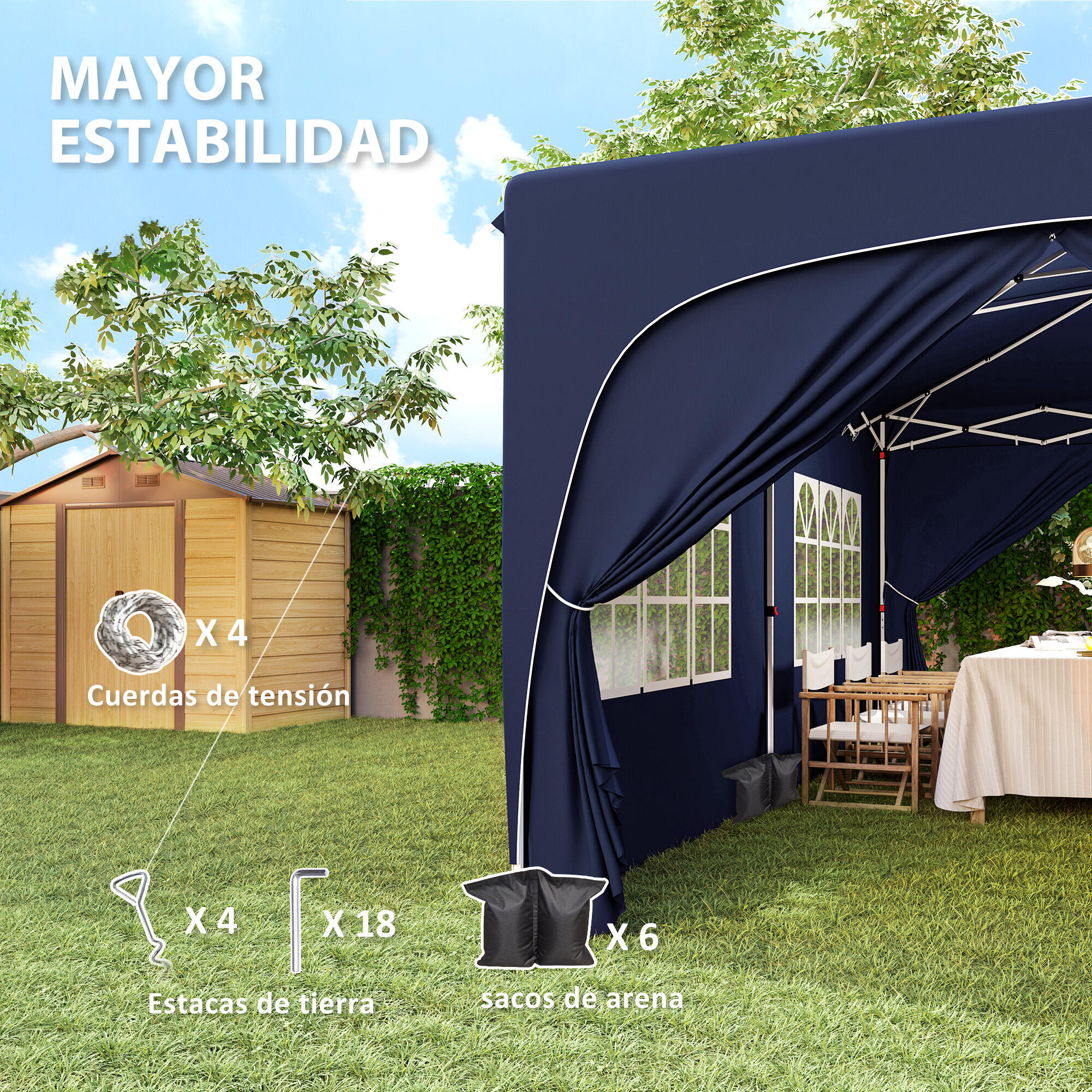 Tenda dobrável azul Outsunny 7/7