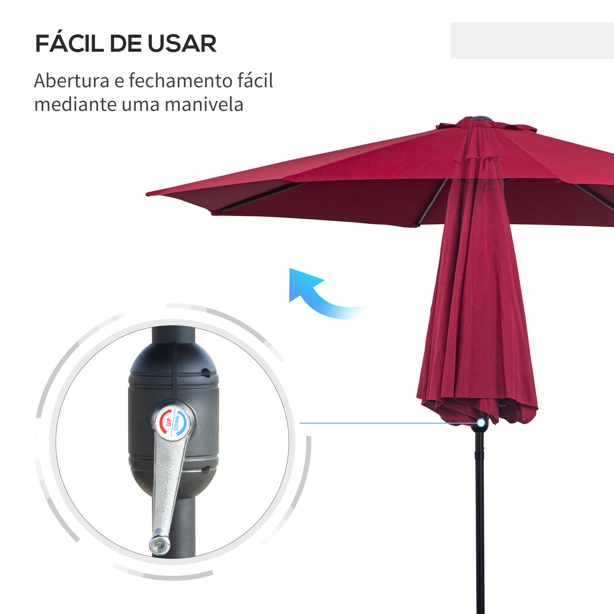 Sombrilla de camping Outsunny 295x295x250 cm Rojo Vino 5/6