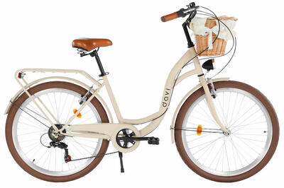 Bicicletta donna Davi Emma 26". 6 velocità. 155-180 cm. Marrone caffè/Bianco