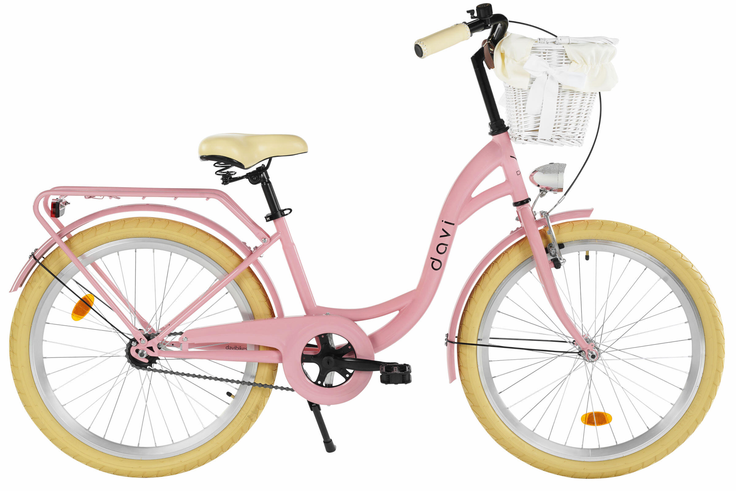 DAVI Bicicletta bambini Davi Amelia, 1 velocità, 24″, 130-165 cm, Rosa/Crema