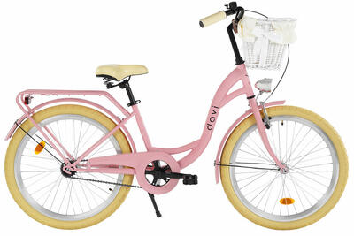 Bicicletta bambini Davi Amelia. 1 velocità. 24″. 130-165 cm. Rosa/Crema