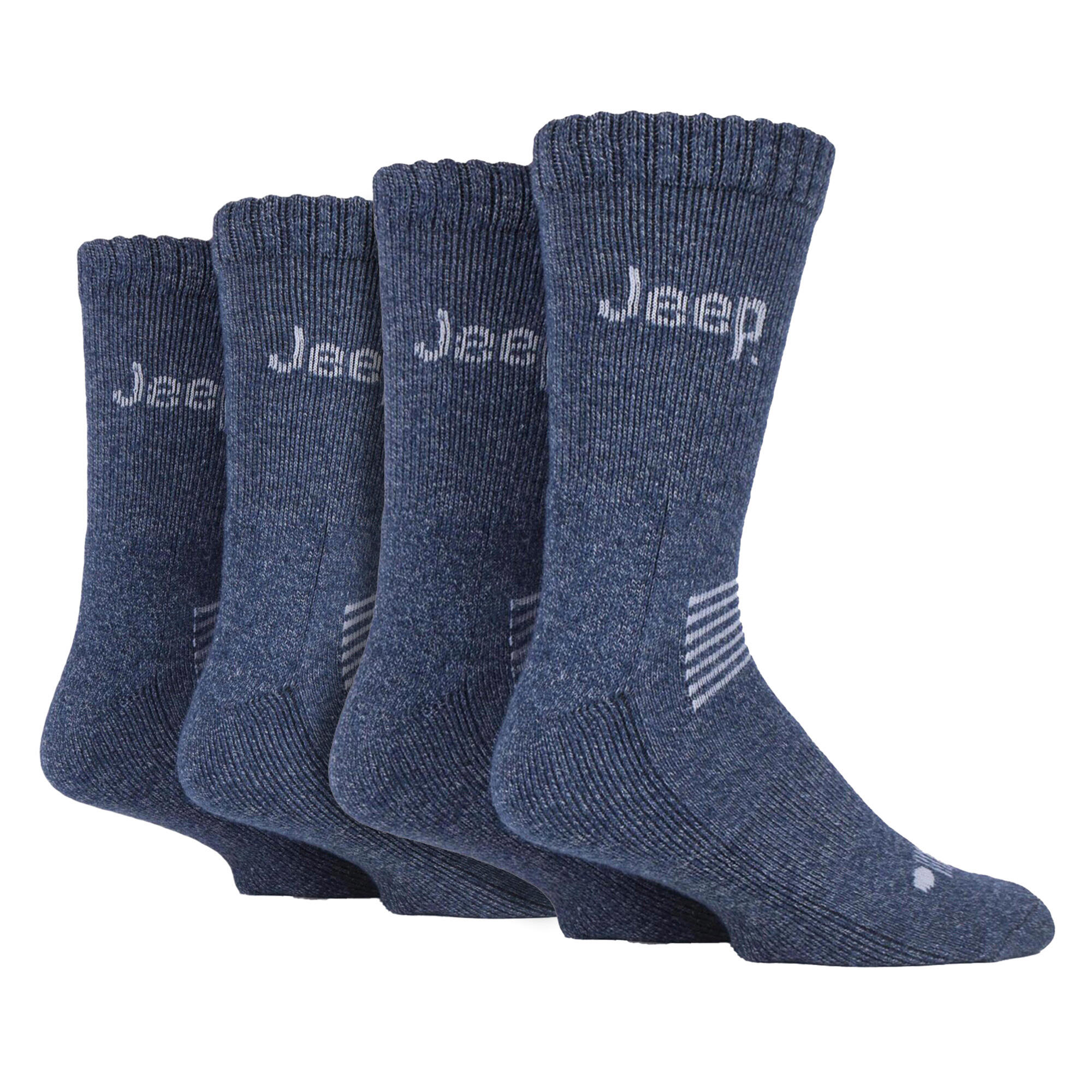 JEEP 4 Pack Mens Wool Boot Socks | Thick Heavy Duty Outdoor Socks