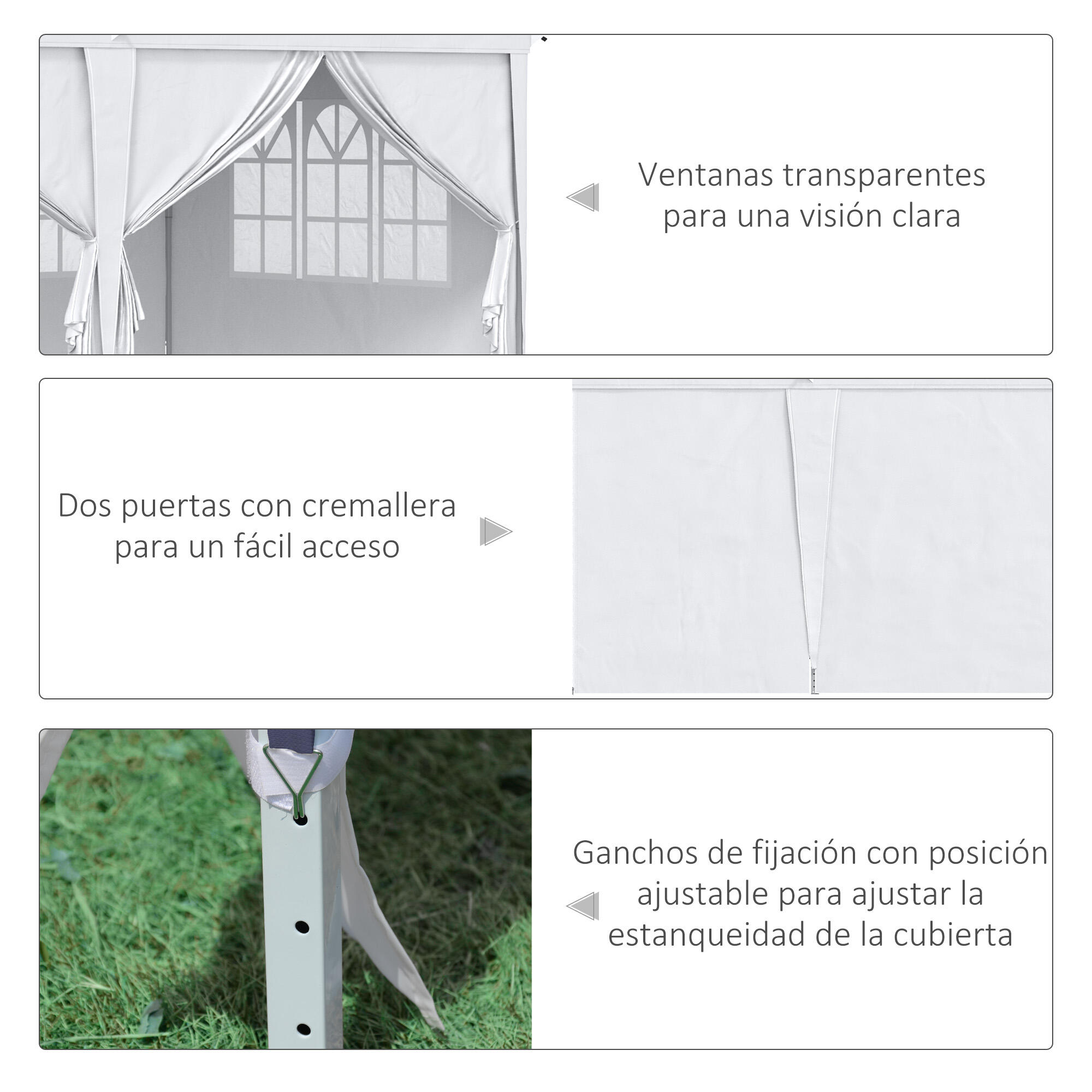 Tenda para festas Outsunny 585x295x270 cm branco 4/7