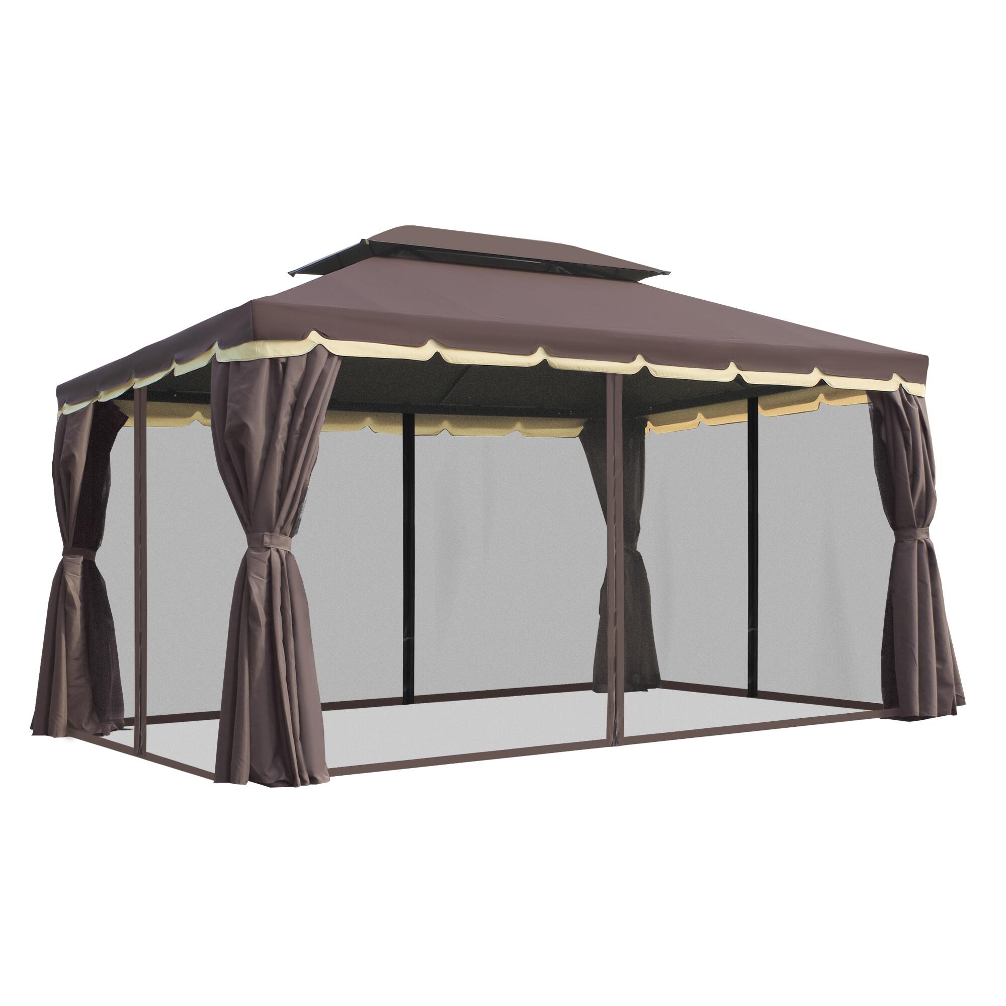 Pérgola de exterior 390x290x280 cm marrom outsunny