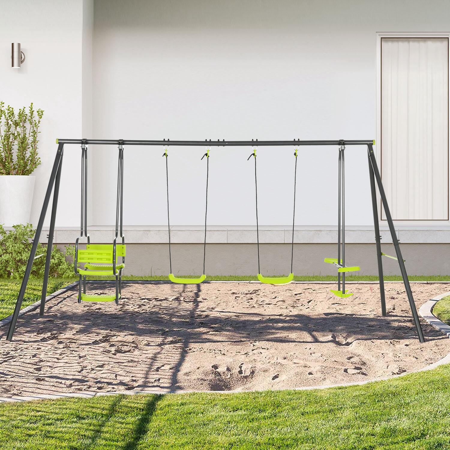 Conjunto de baloiços 355x184x186 cm verde Outsunny 2/7