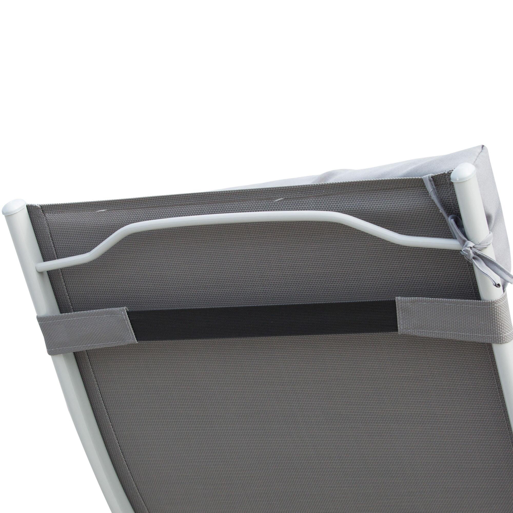 Espreguiçadeira Dobrável Outsunny 137x63.5x100.5 cm Cinzento 4/7