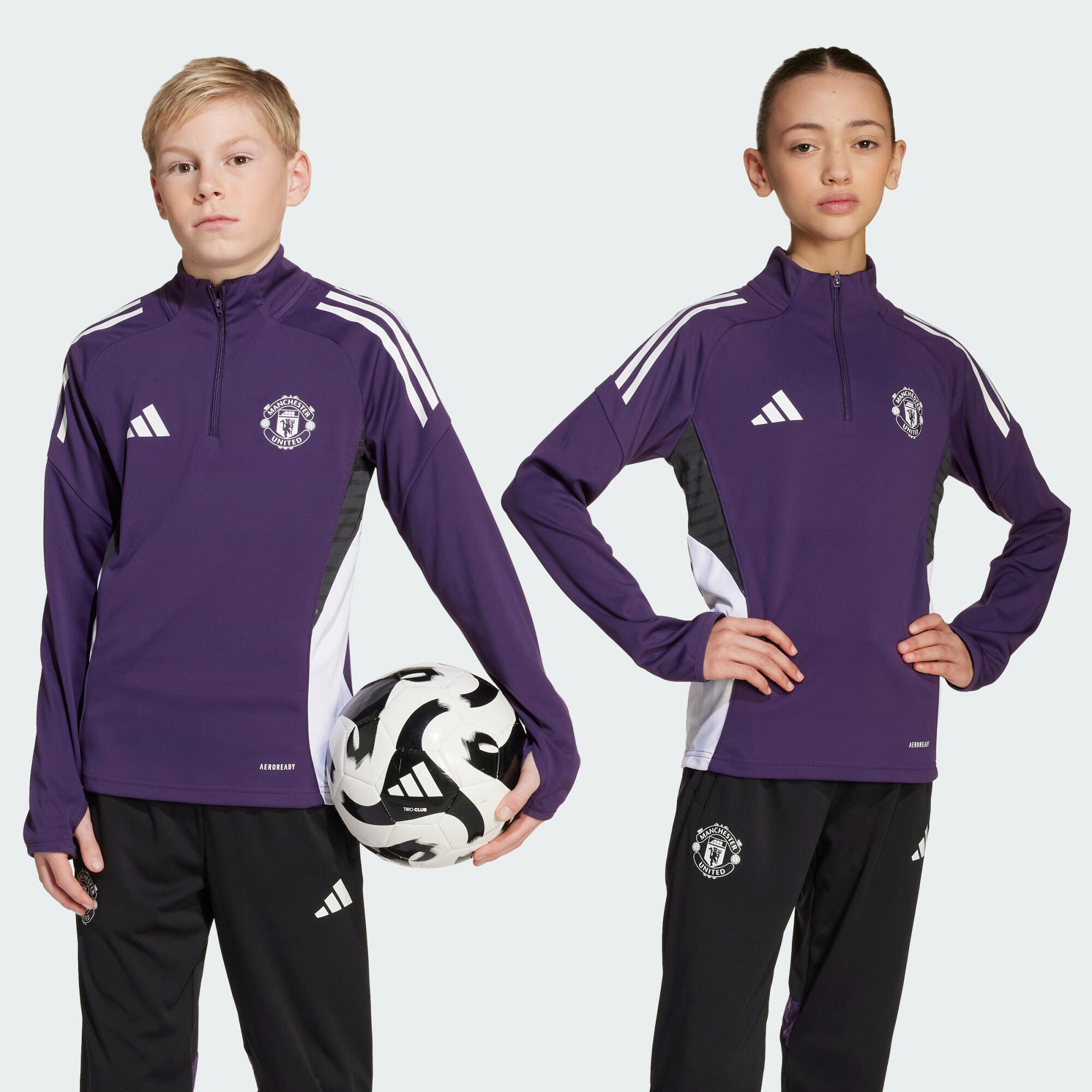 Adidas - Haut D'Entraînement Manchester United Tiro 25 Competition Enfants - Survêtement - Blanc|noir|violet -  8 À 10 Ans - Decathlon