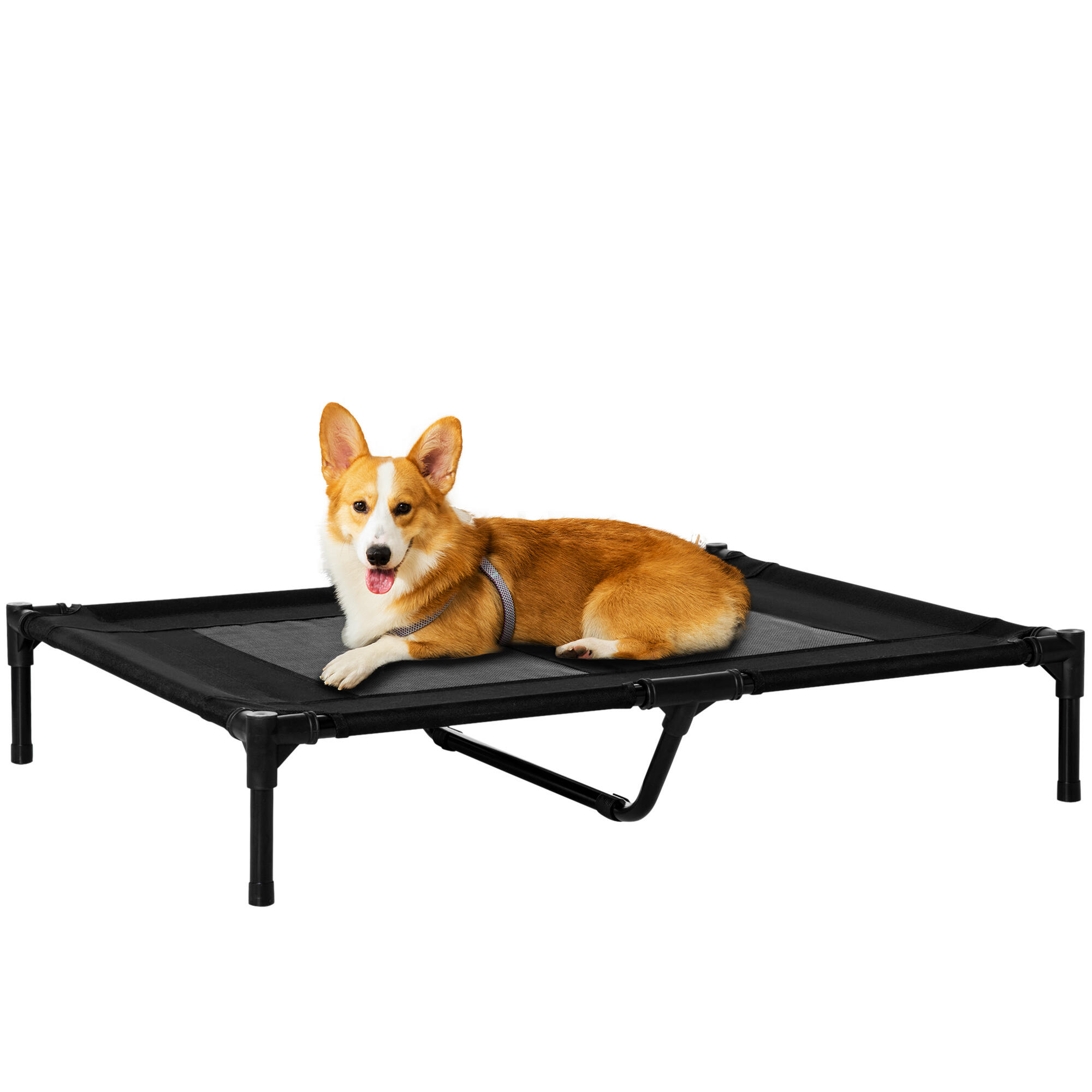 PAWHUT Cama elevada para cães 92x76x18 cm preto PawHut