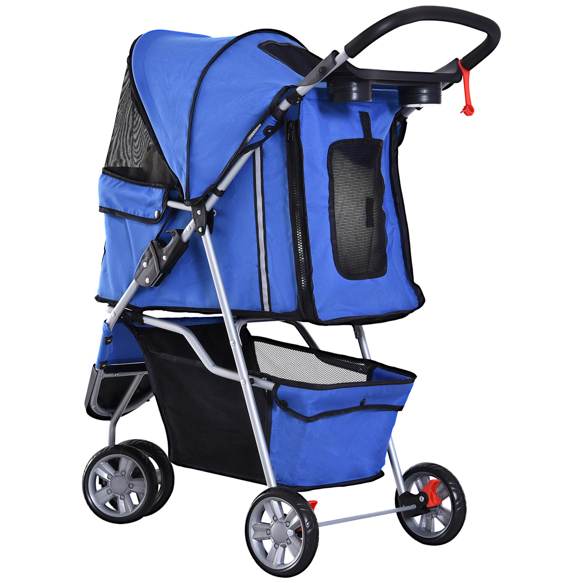 Cochecito para Perro y Gato PawHut 75x45x97 cm Azul 5/7
