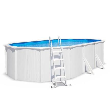 Piscine hors sol acier ovale 6,10 x 3,65 x 1,32 m blanche SAPHIR