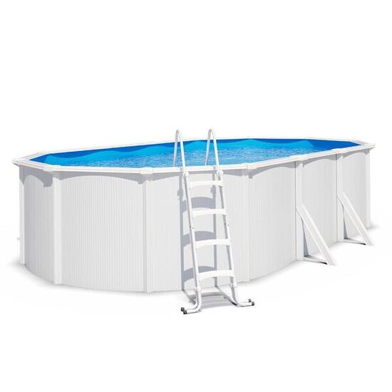 Piscine hors sol acier ovale 6,10 x 3,65 x 1,32 m blanche SAPHIR
