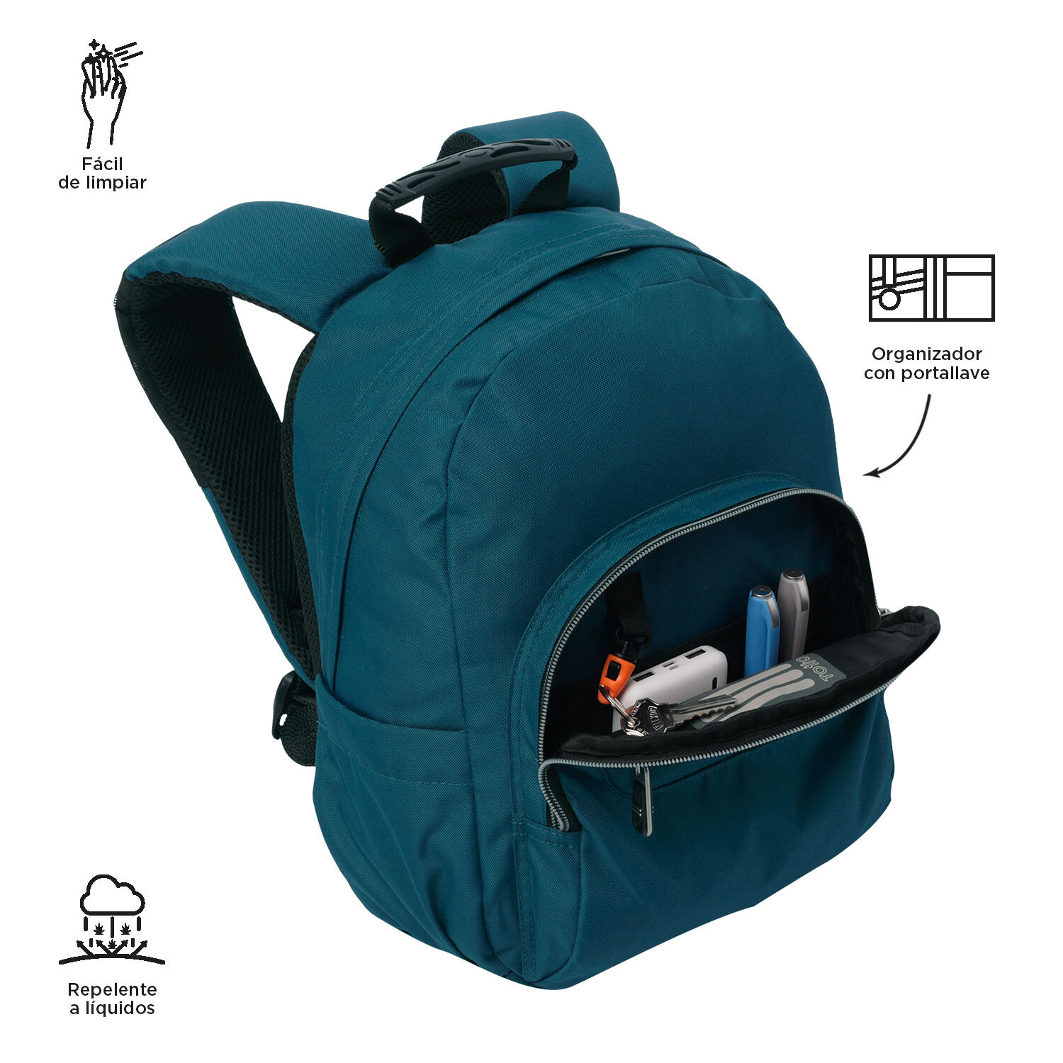 Totto Mochila escolar Tempera Moroccan Blue Poliéster reciclado 27 x 36.5 x 12 5/5