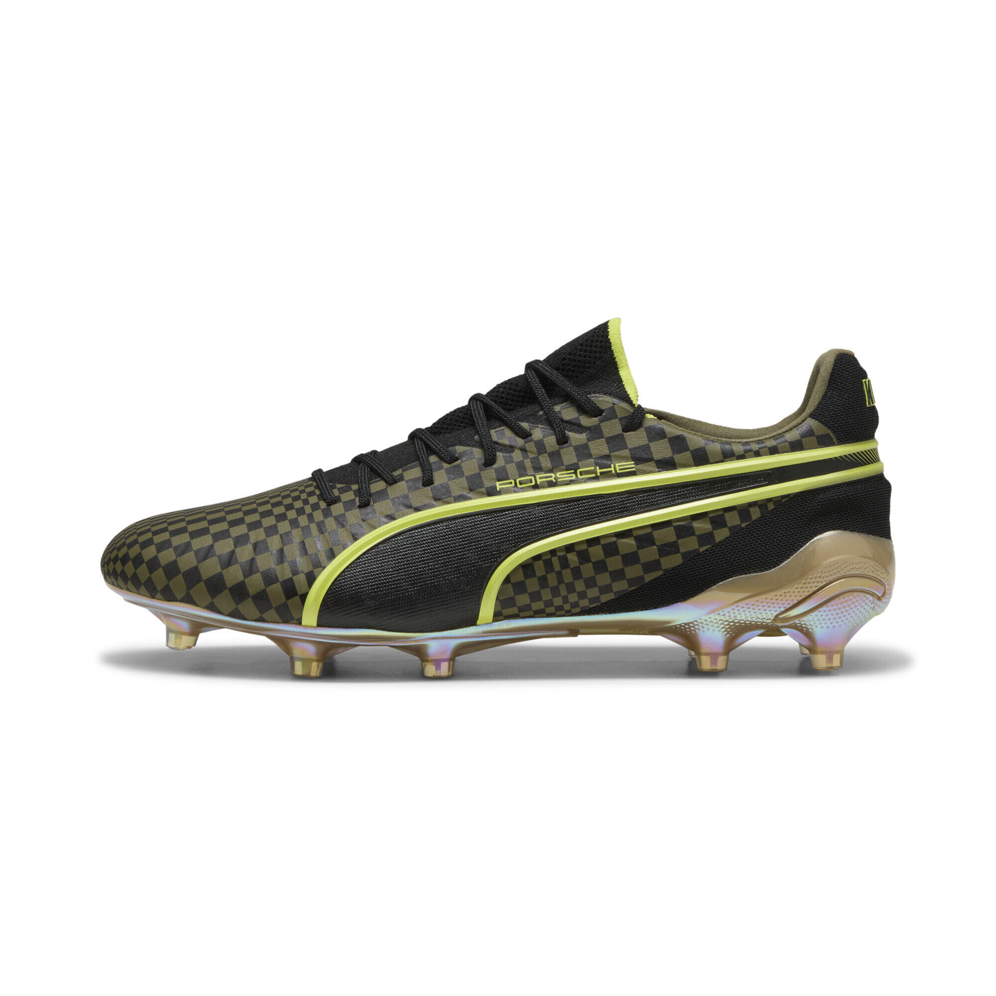 Ghete Fotbal Adulți King Ultimate X Porsche Fg/Ag Camuflaj Negru/Verde Neon PUMA 3/7