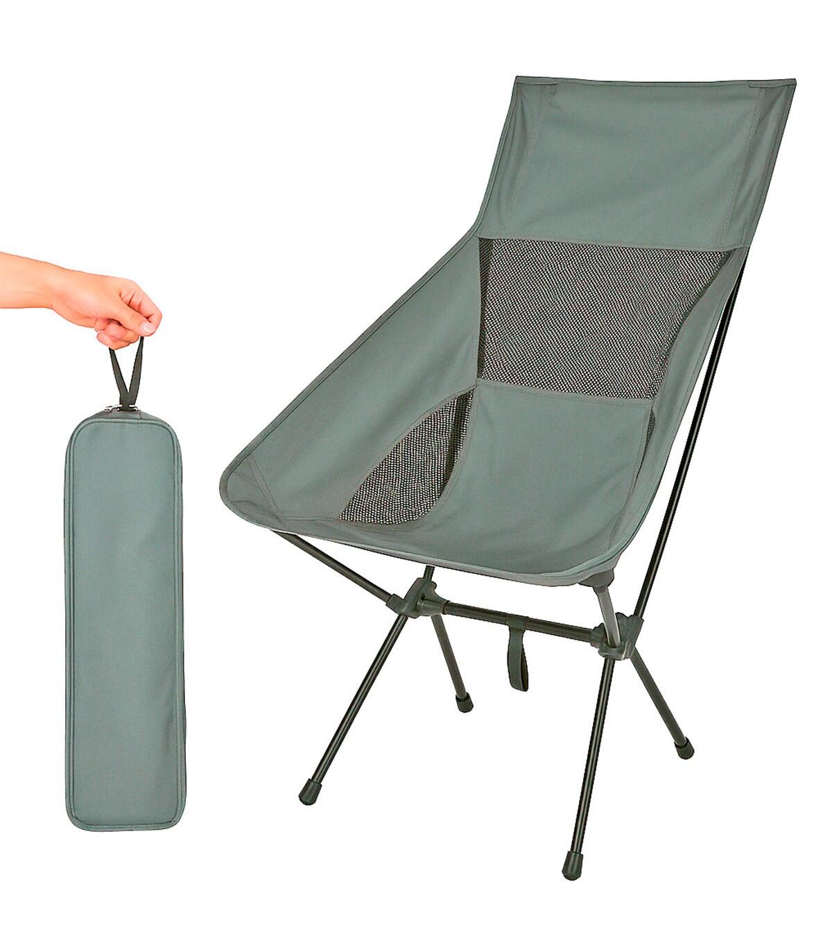 KOL OUTDOOR Silla de camping portátil ultraligera con estuche de transporte, Gris