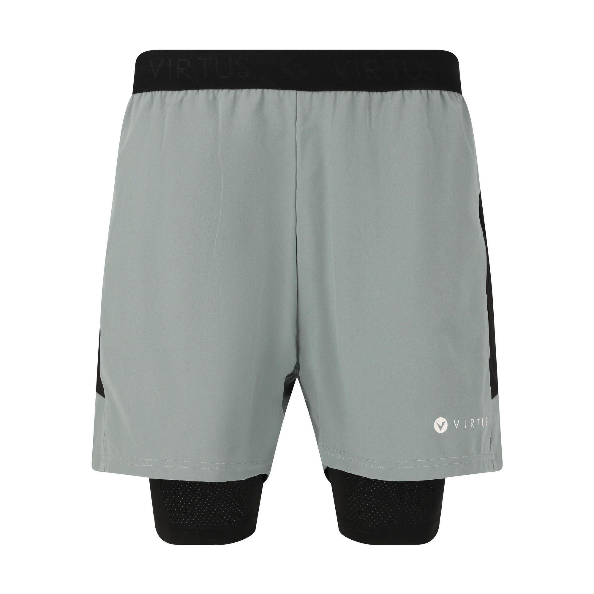 Virtus - Short Extensible 2 En 1 Virtus Dylan - Shorty De Running - Gris|noir - 48 Xl - Decathlon