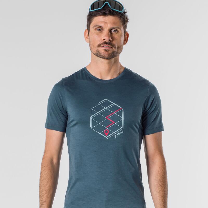 T-shirt Tracking Merino Light Dark Petrol homme – Bleu 3/5